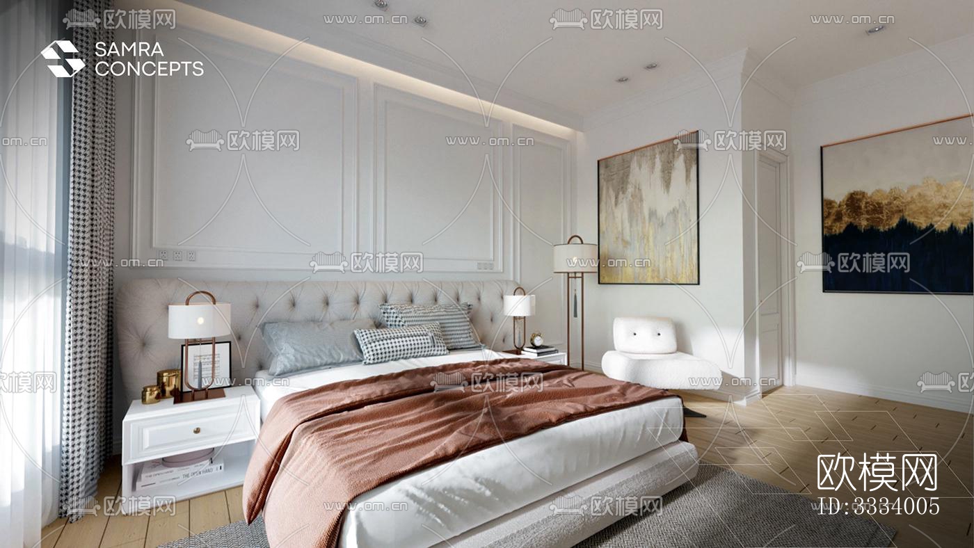 现代卧室效果图下载（渲染图2）