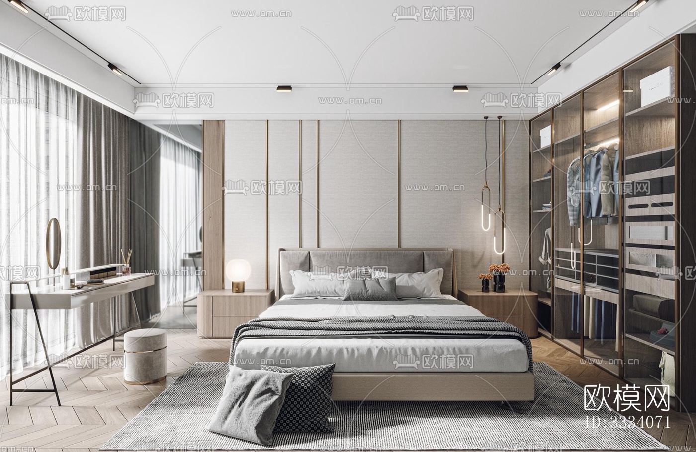 现代卧室效果图下载（渲染图5）