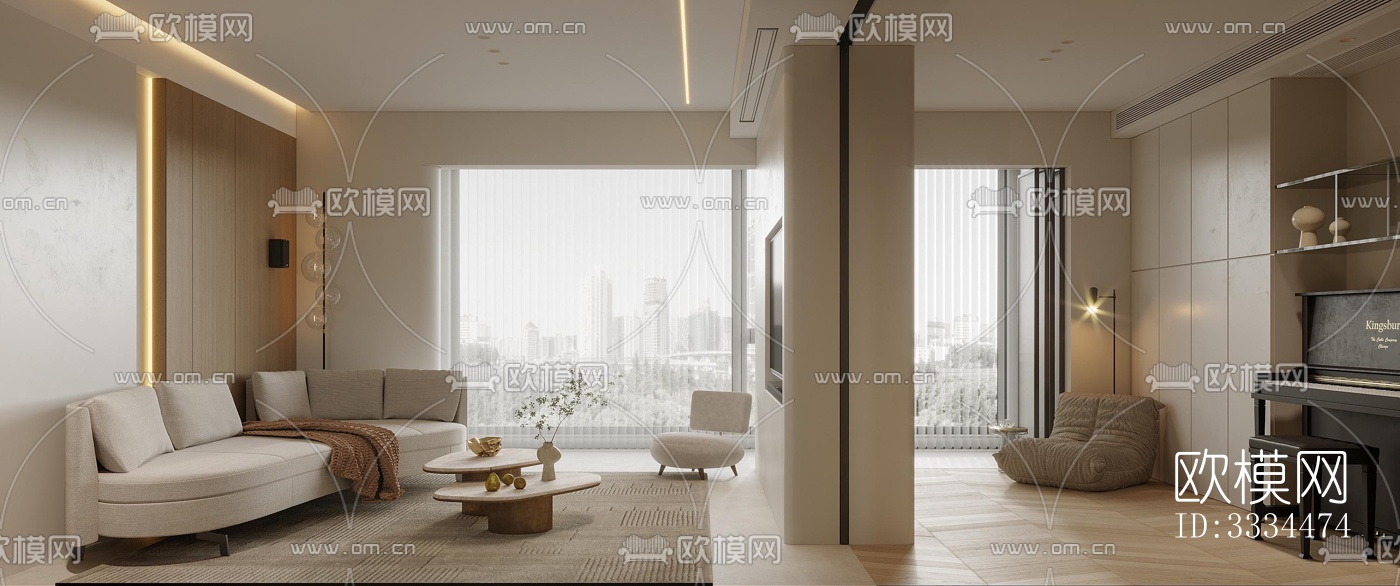 现代客厅效果图下载（渲染图7）