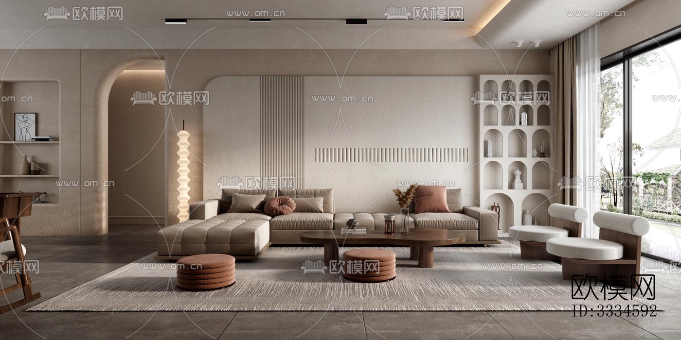 现代客厅效果图下载（渲染图12）