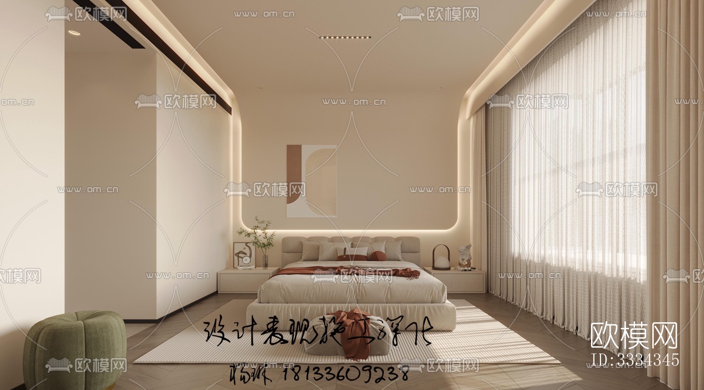 现代卧室效果图下载（渲染图2）