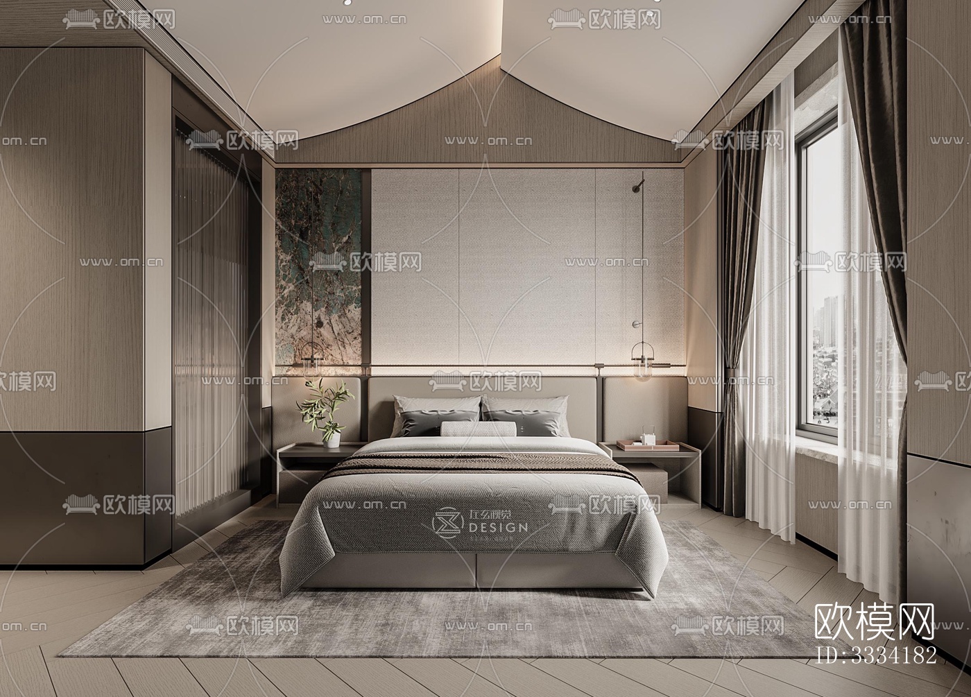 现代卧室效果图下载（渲染图10）