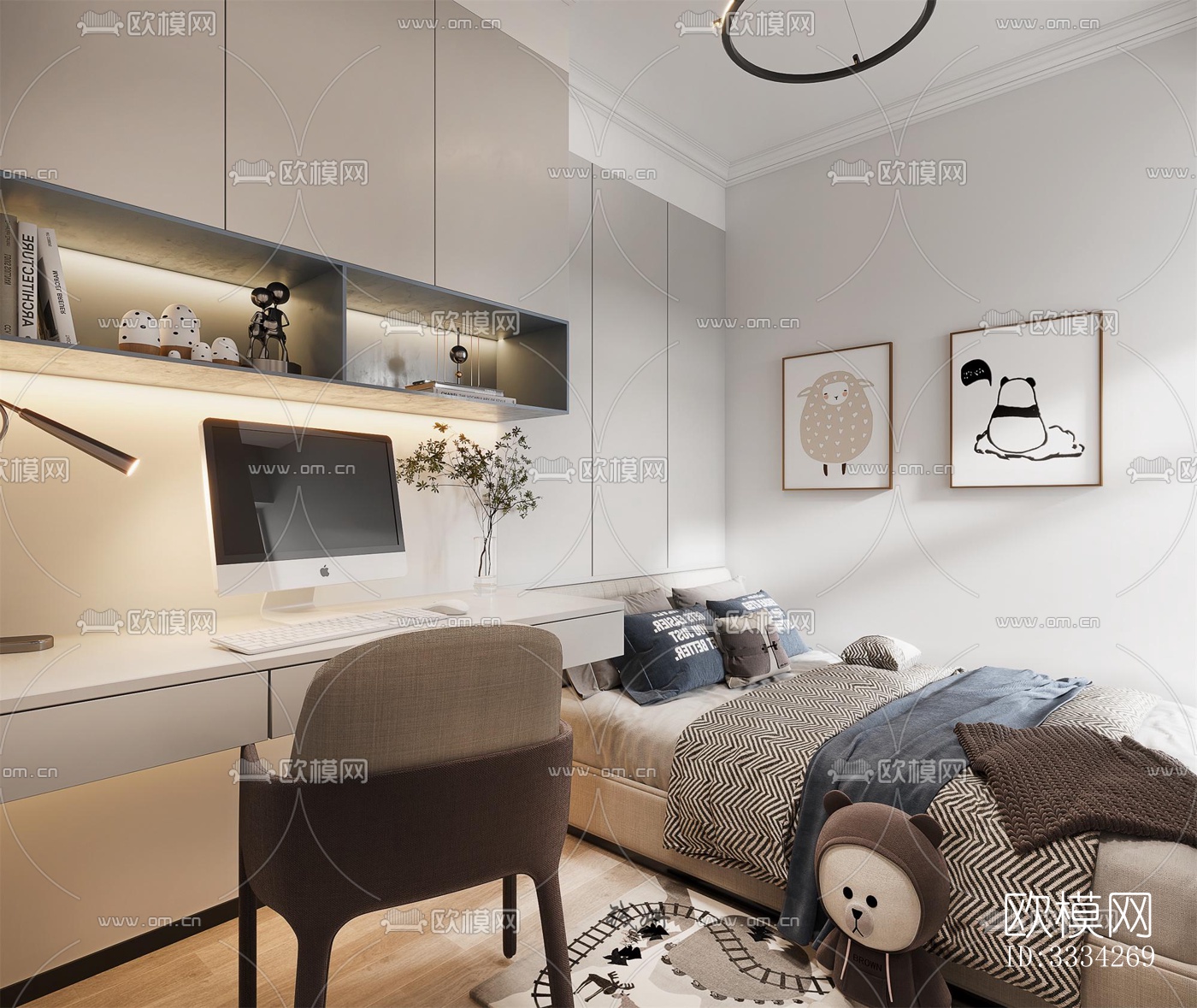 现代卧室效果图下载（渲染图3）