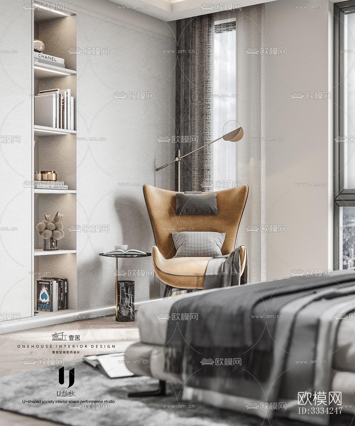 现代卧室效果图下载（渲染图4）