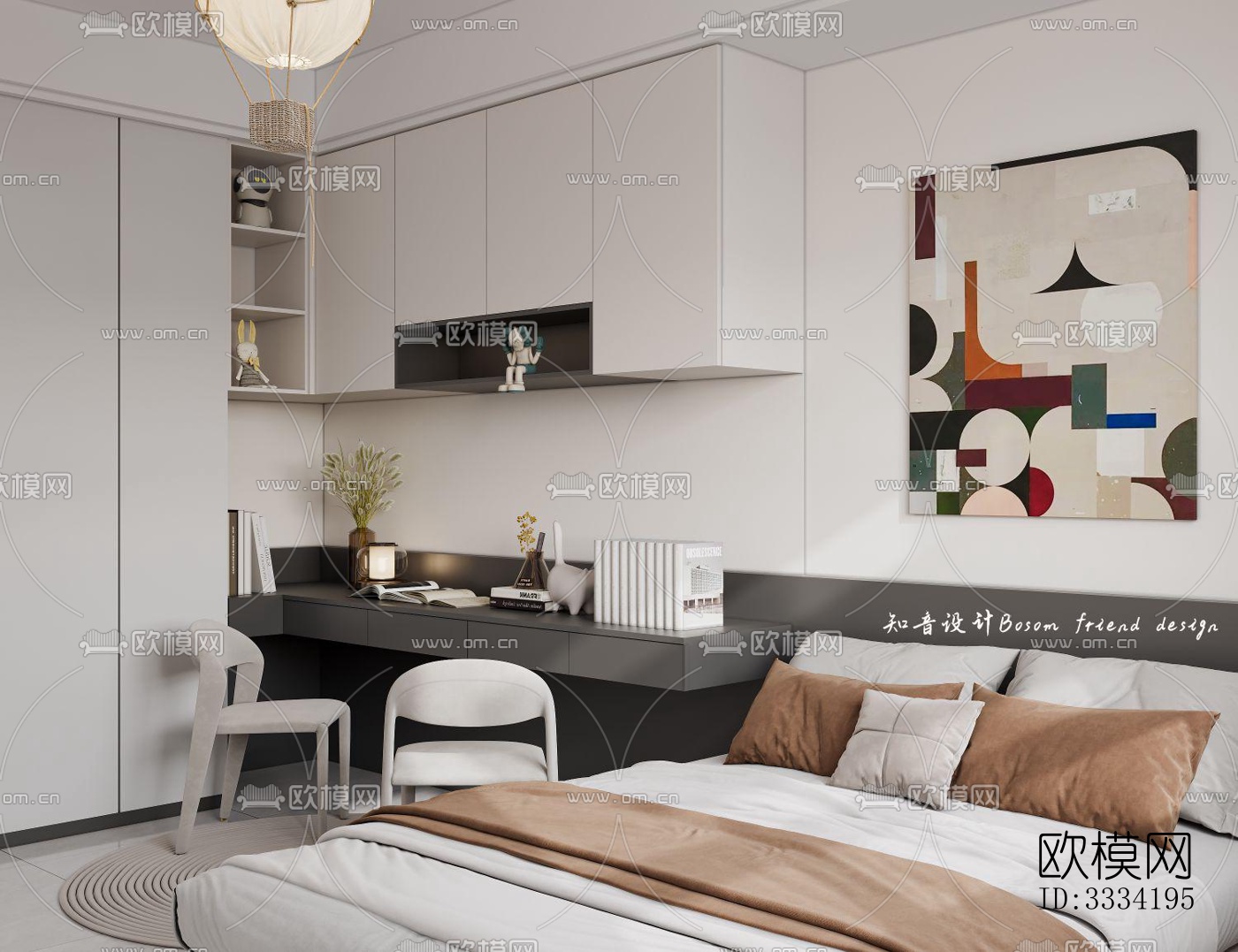 现代卧室效果图下载（渲染图3）