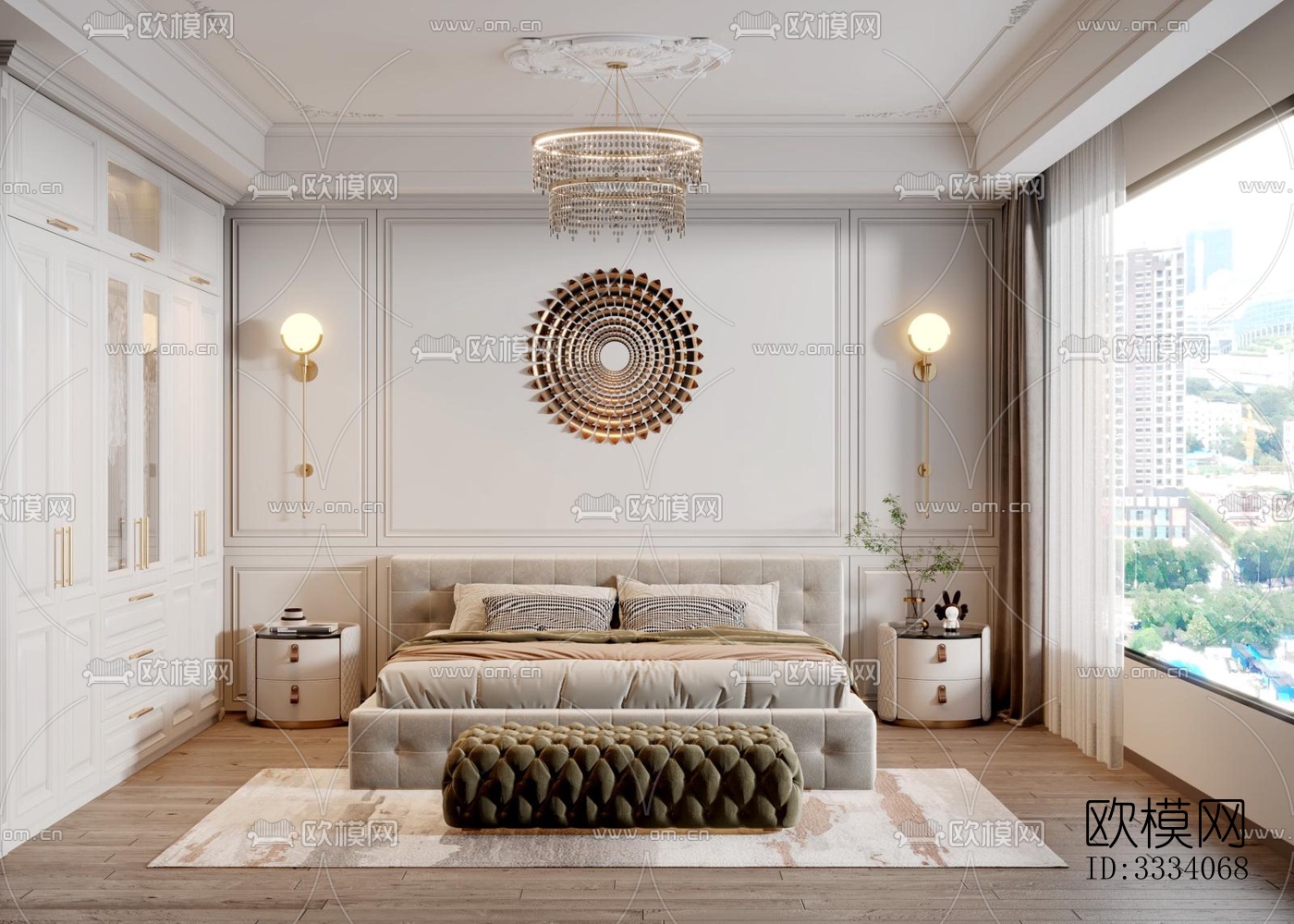 现代卧室效果图下载（渲染图1）