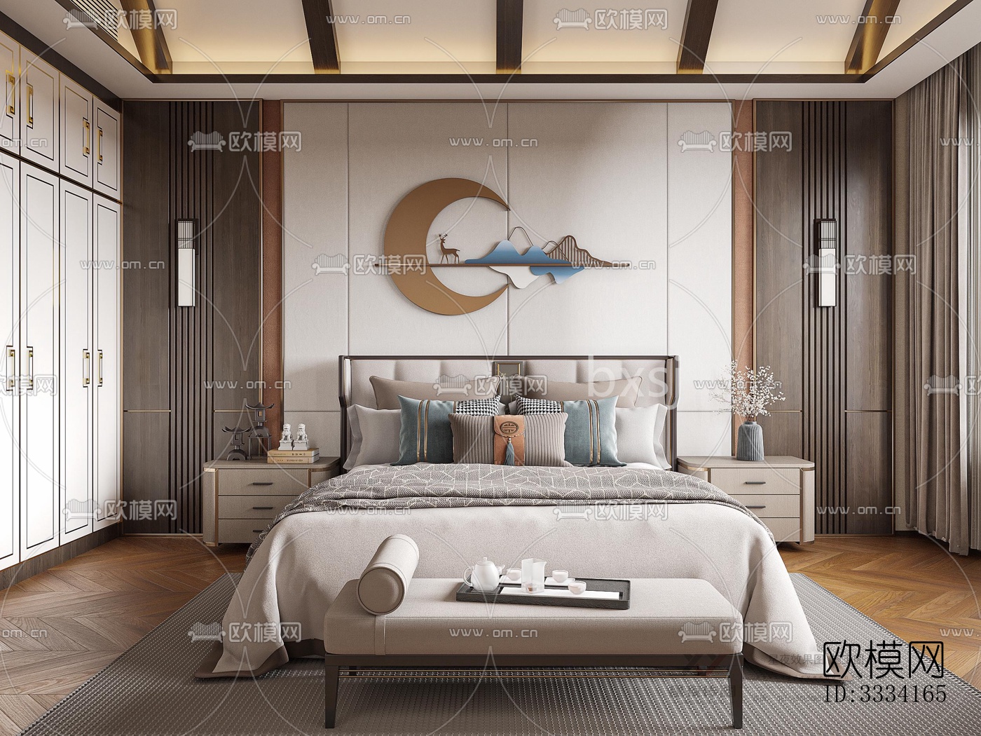 现代卧室效果图下载（渲染图7）