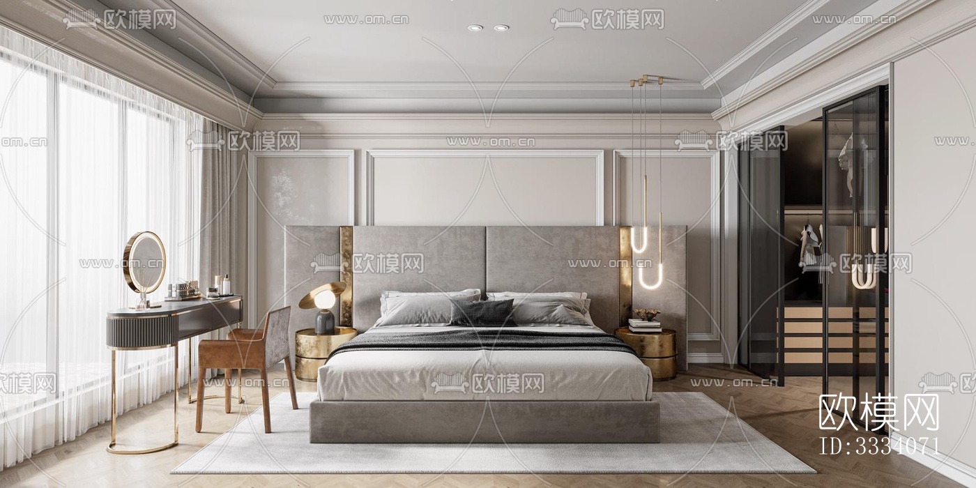 现代卧室效果图下载（渲染图6）