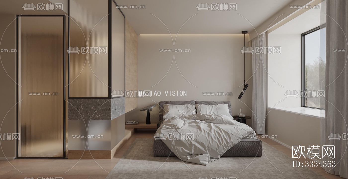 现代卧室效果图下载（渲染图4）