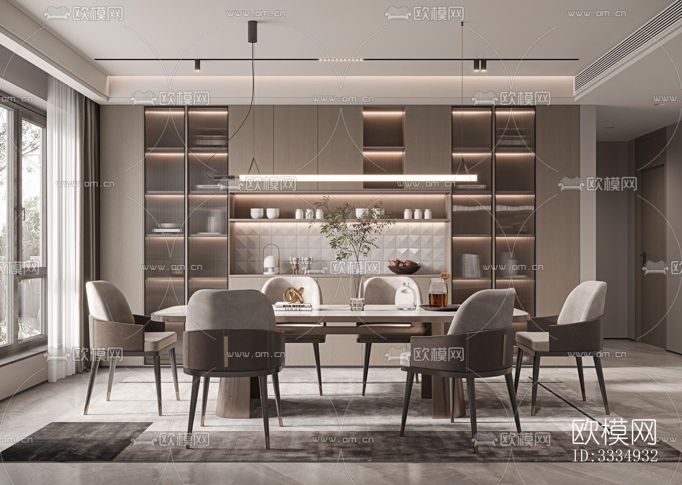 现代餐厅效果图下载（渲染图3）
