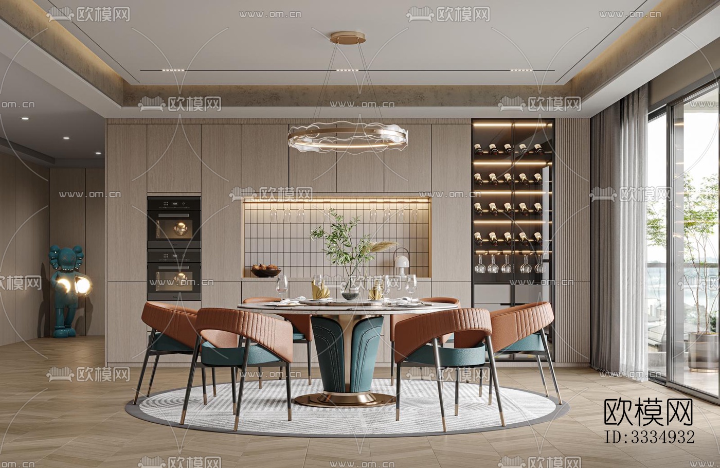 现代餐厅效果图下载（渲染图4）