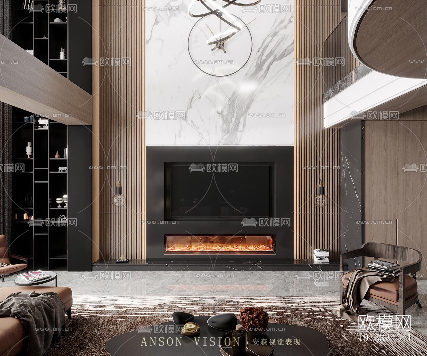 现代客厅效果图下载（渲染图3）