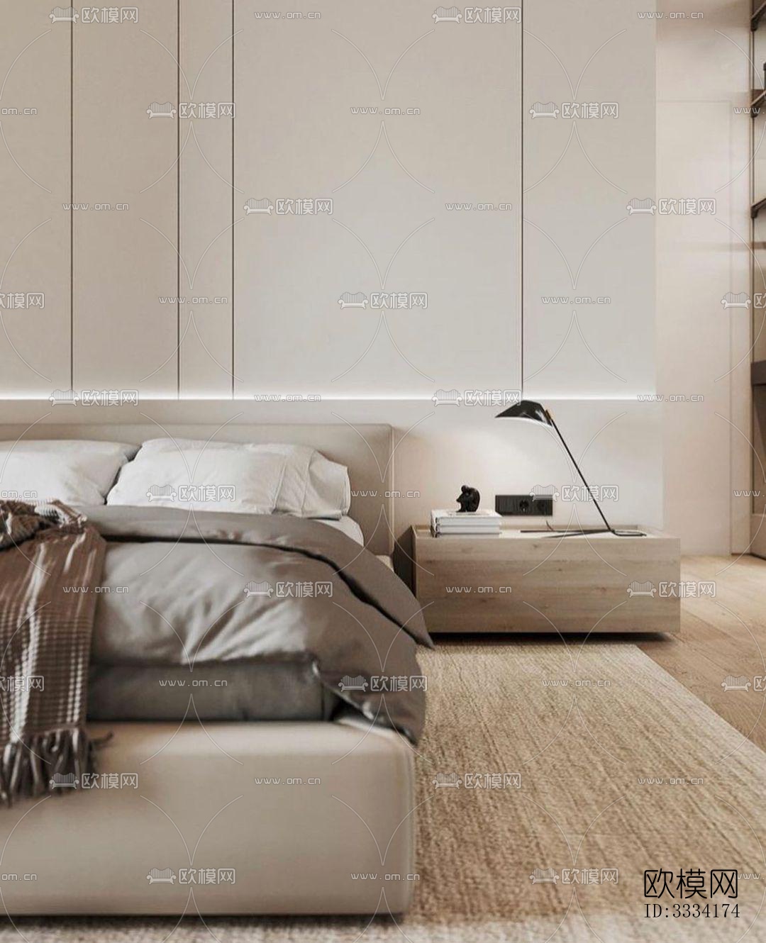 现代卧室效果图下载（渲染图1）