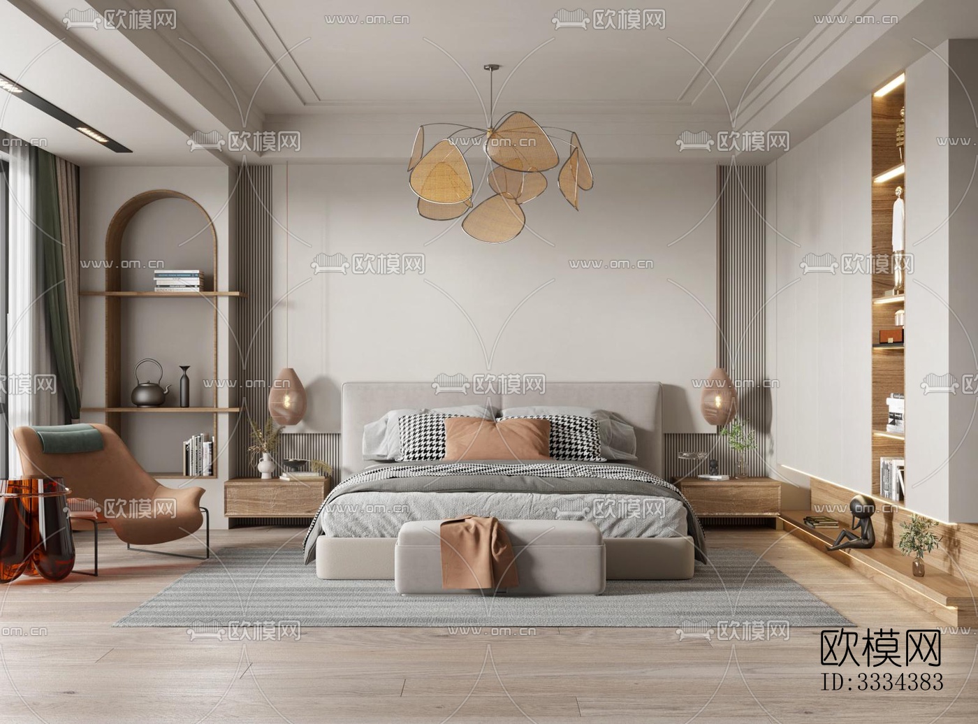 现代卧室效果图下载（渲染图3）