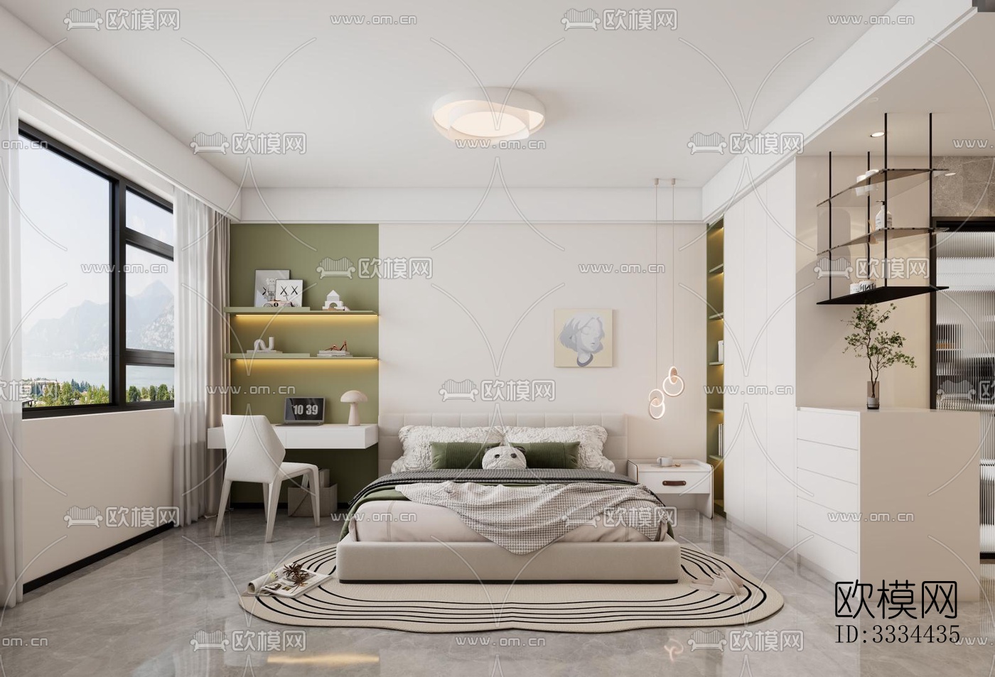 现代卧室效果图下载（渲染图3）