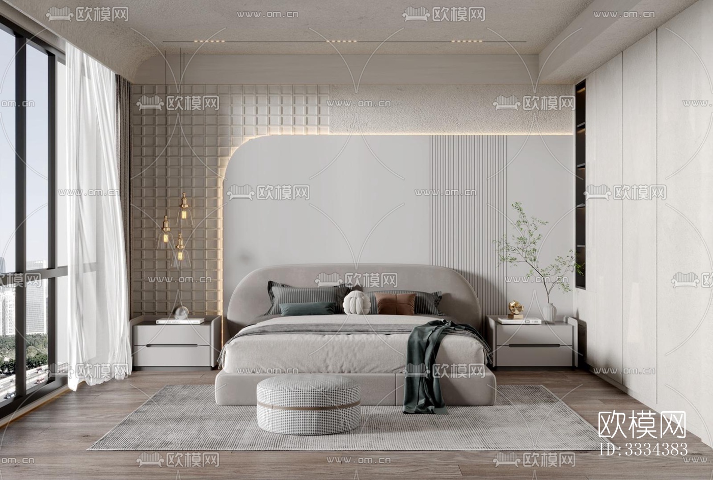 现代卧室效果图下载（渲染图4）