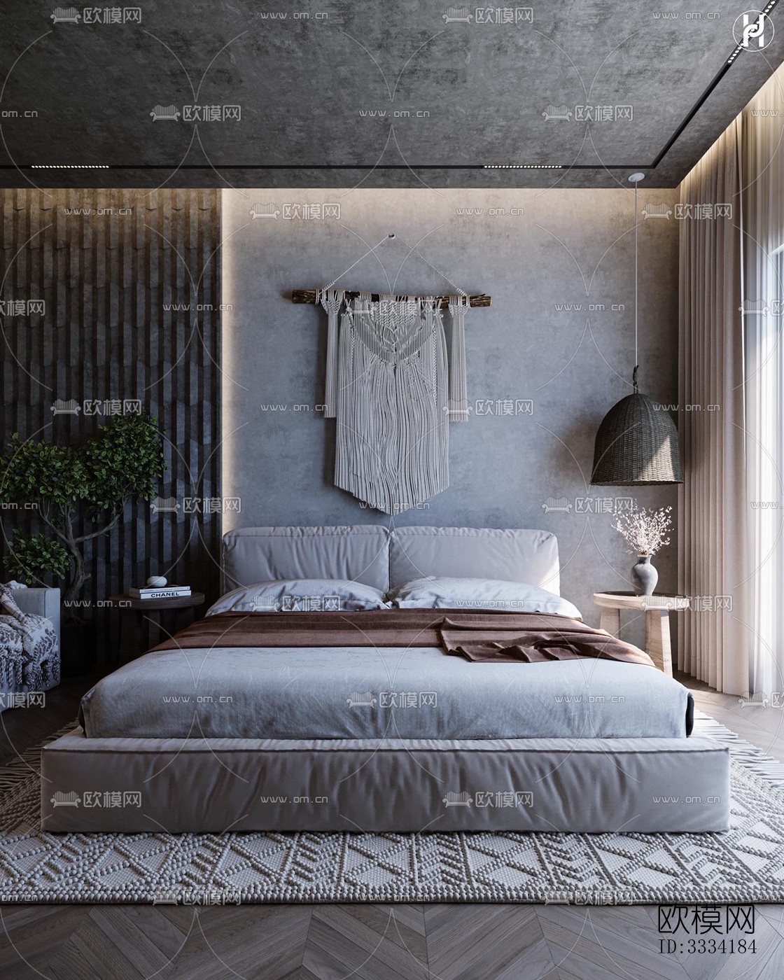 现代卧室效果图下载（渲染图2）