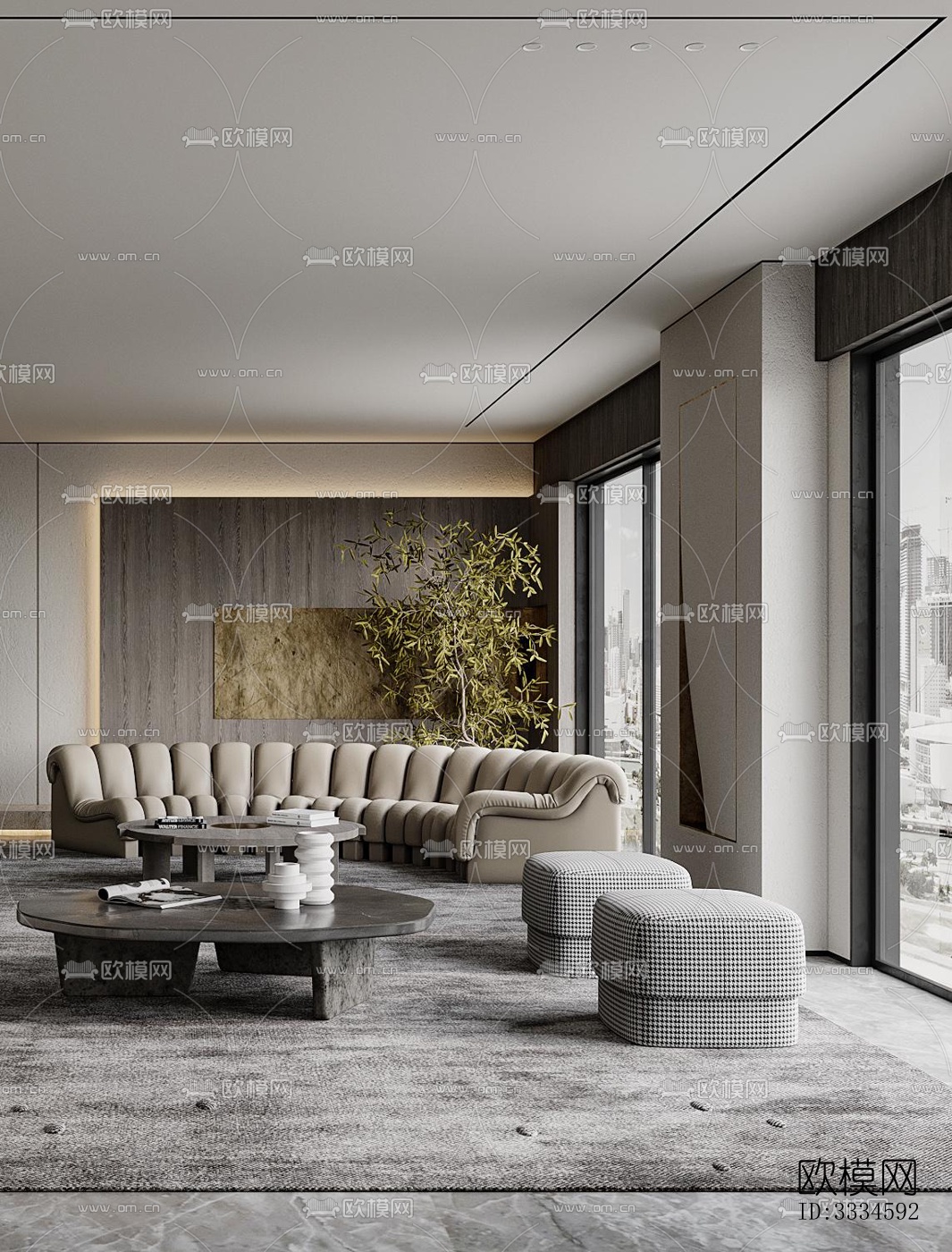 现代客厅效果图下载（渲染图7）