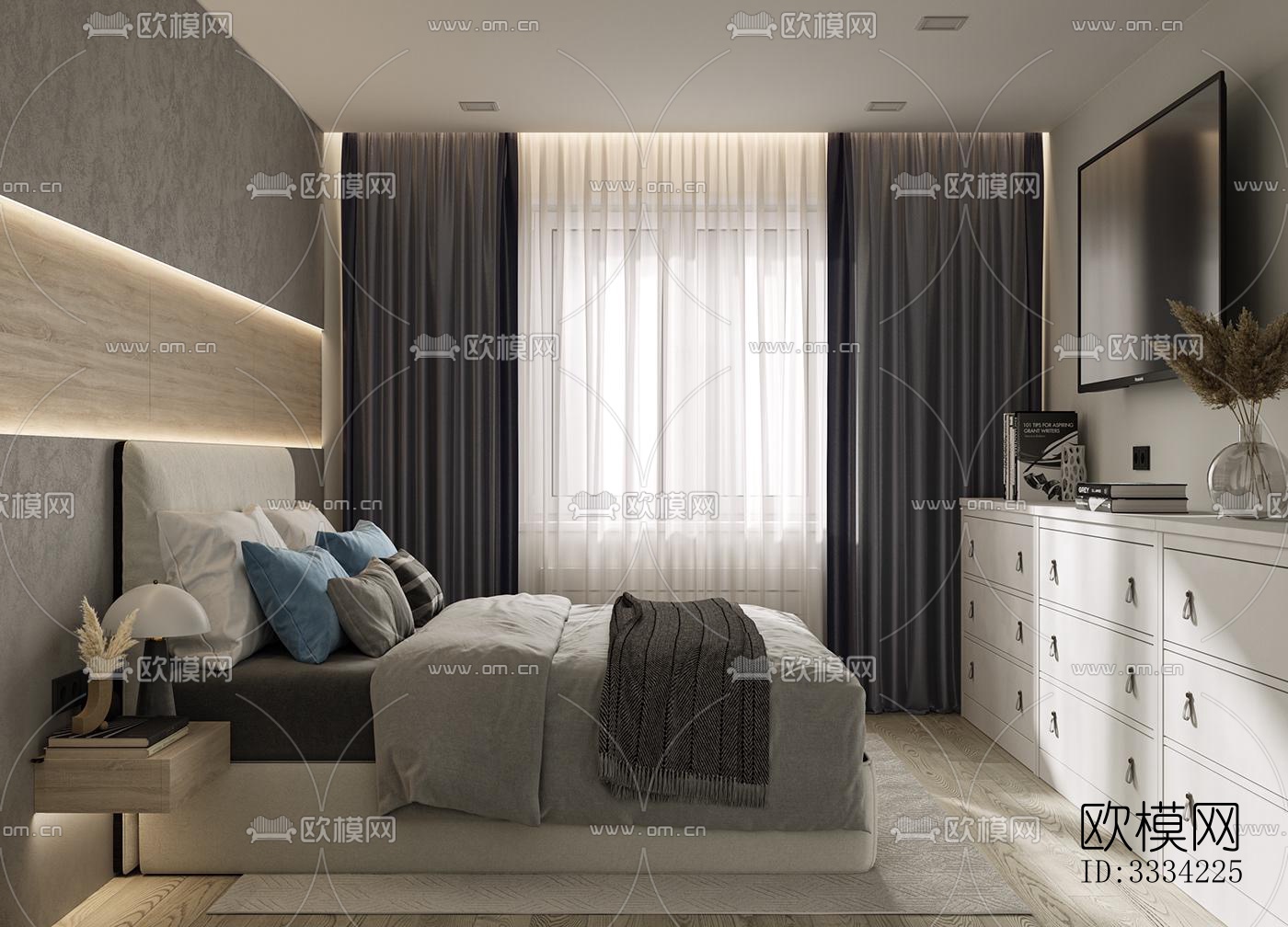 现代卧室效果图下载（渲染图6）