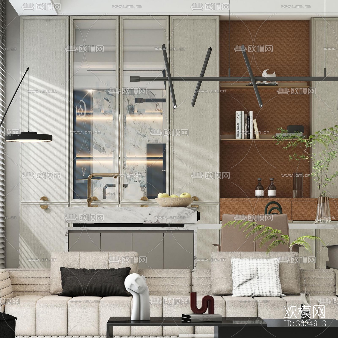 现代餐厅效果图下载（渲染图3）