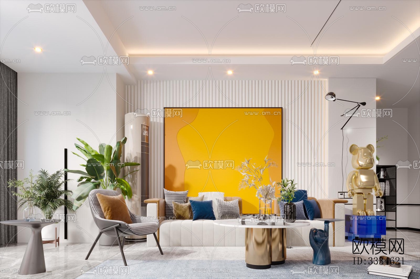 现代客厅效果图下载（渲染图3）