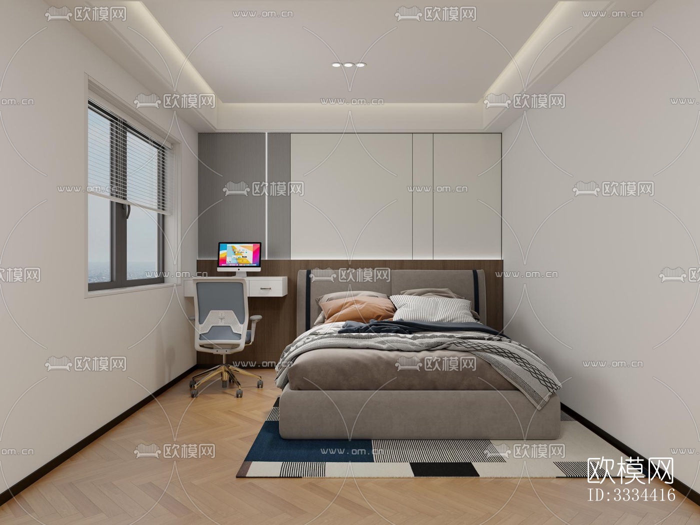 现代卧室效果图下载（渲染图4）