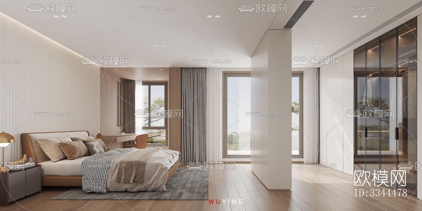现代卧室效果图下载（渲染图3）