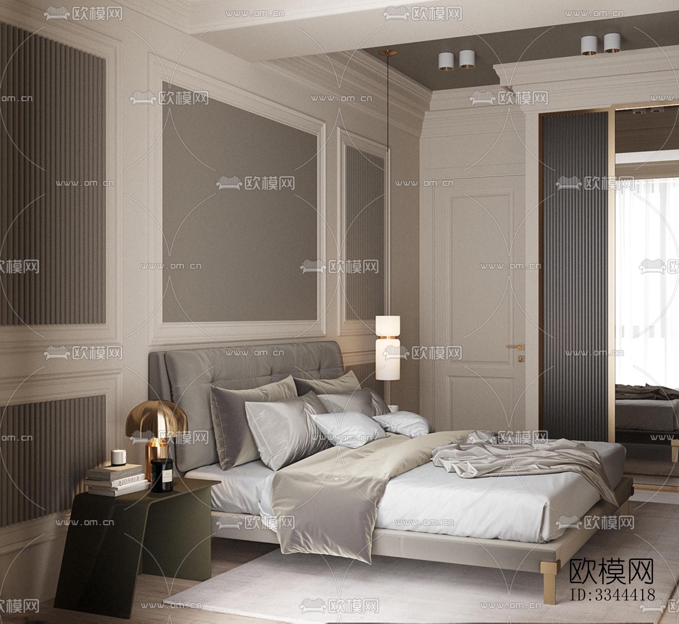 现代卧室效果图下载（渲染图1）