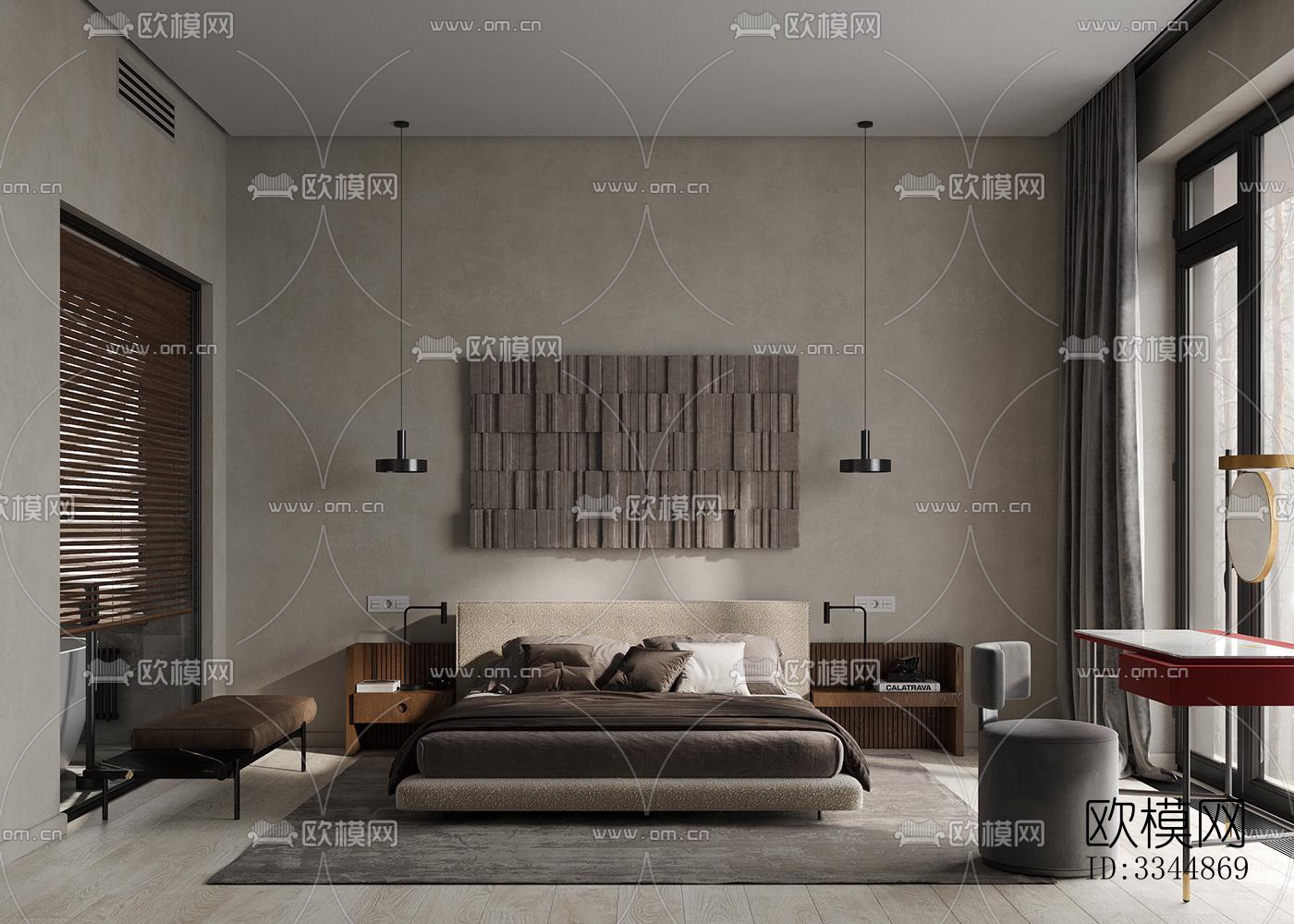现代卧室效果图下载（渲染图3）