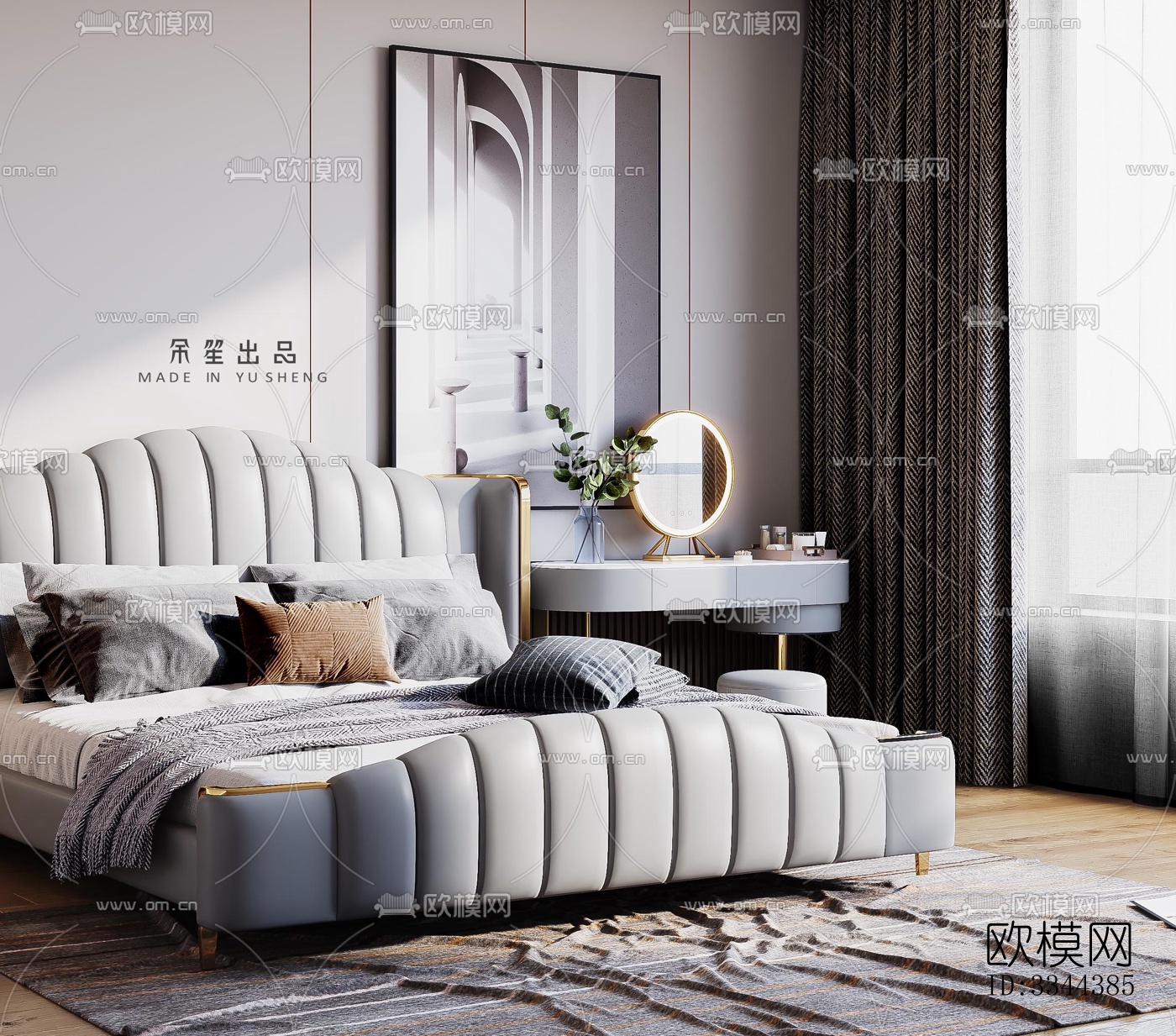 现代卧室效果图下载（渲染图7）