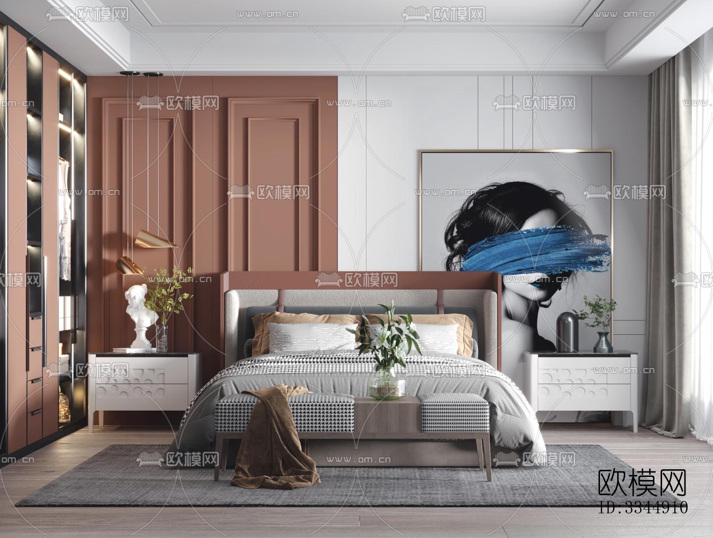 现代卧室效果图下载（渲染图8）