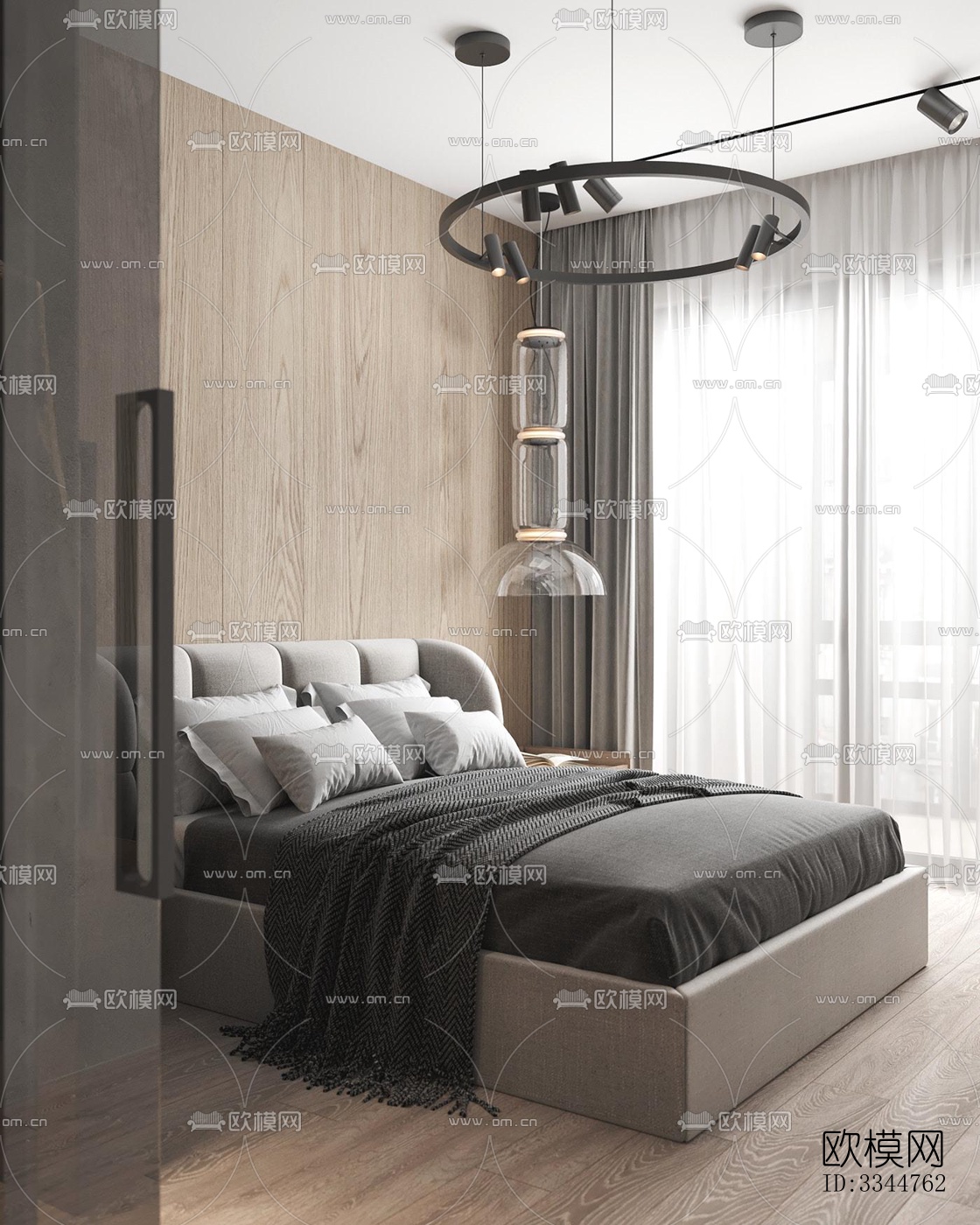 现代卧室效果图下载（渲染图2）