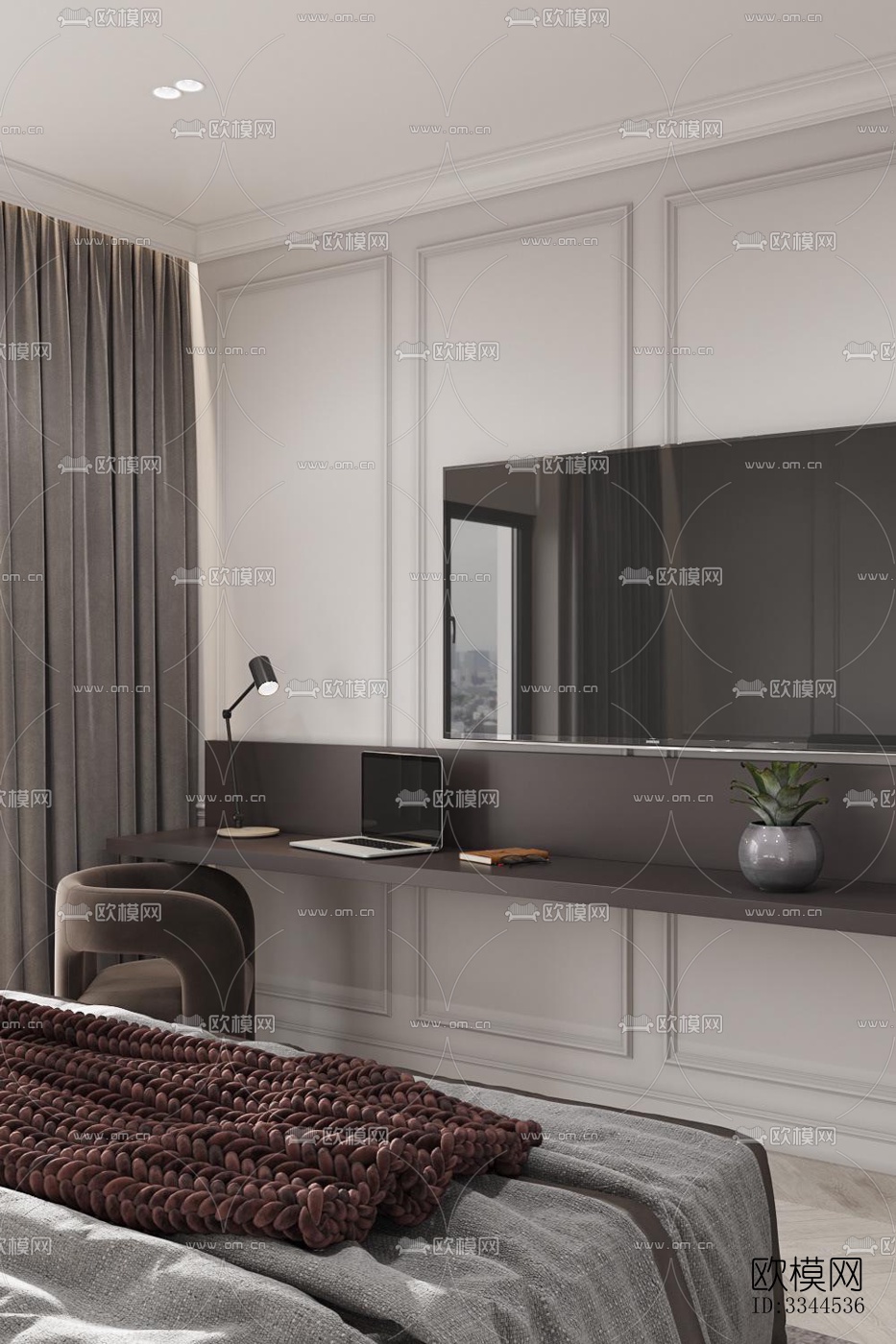 现代卧室效果图下载（渲染图6）