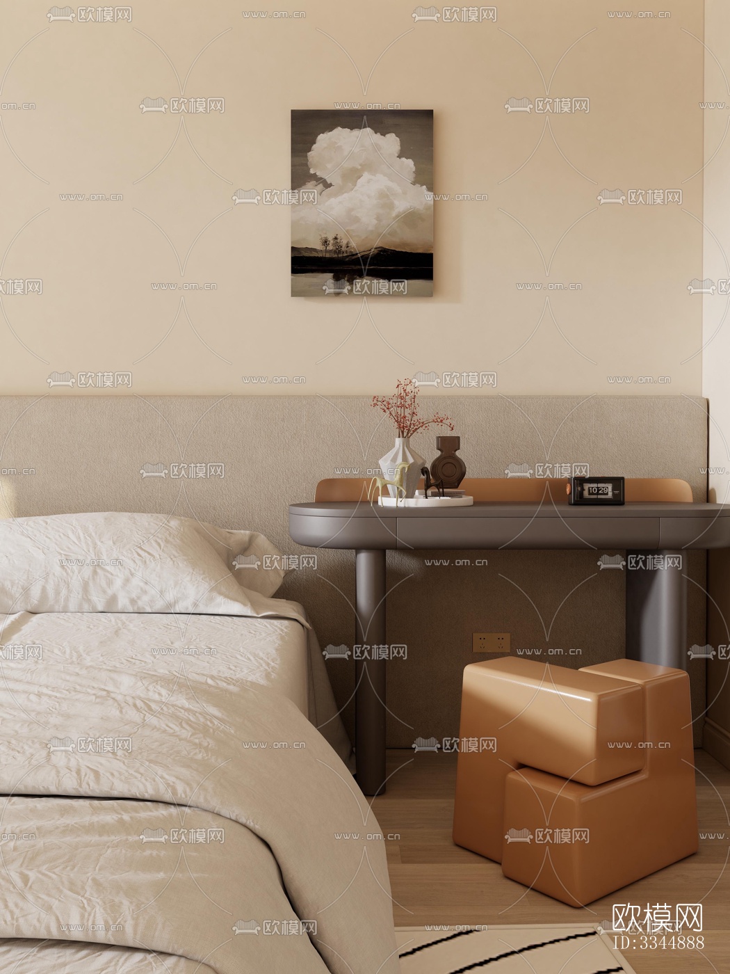 现代卧室效果图下载（渲染图3）