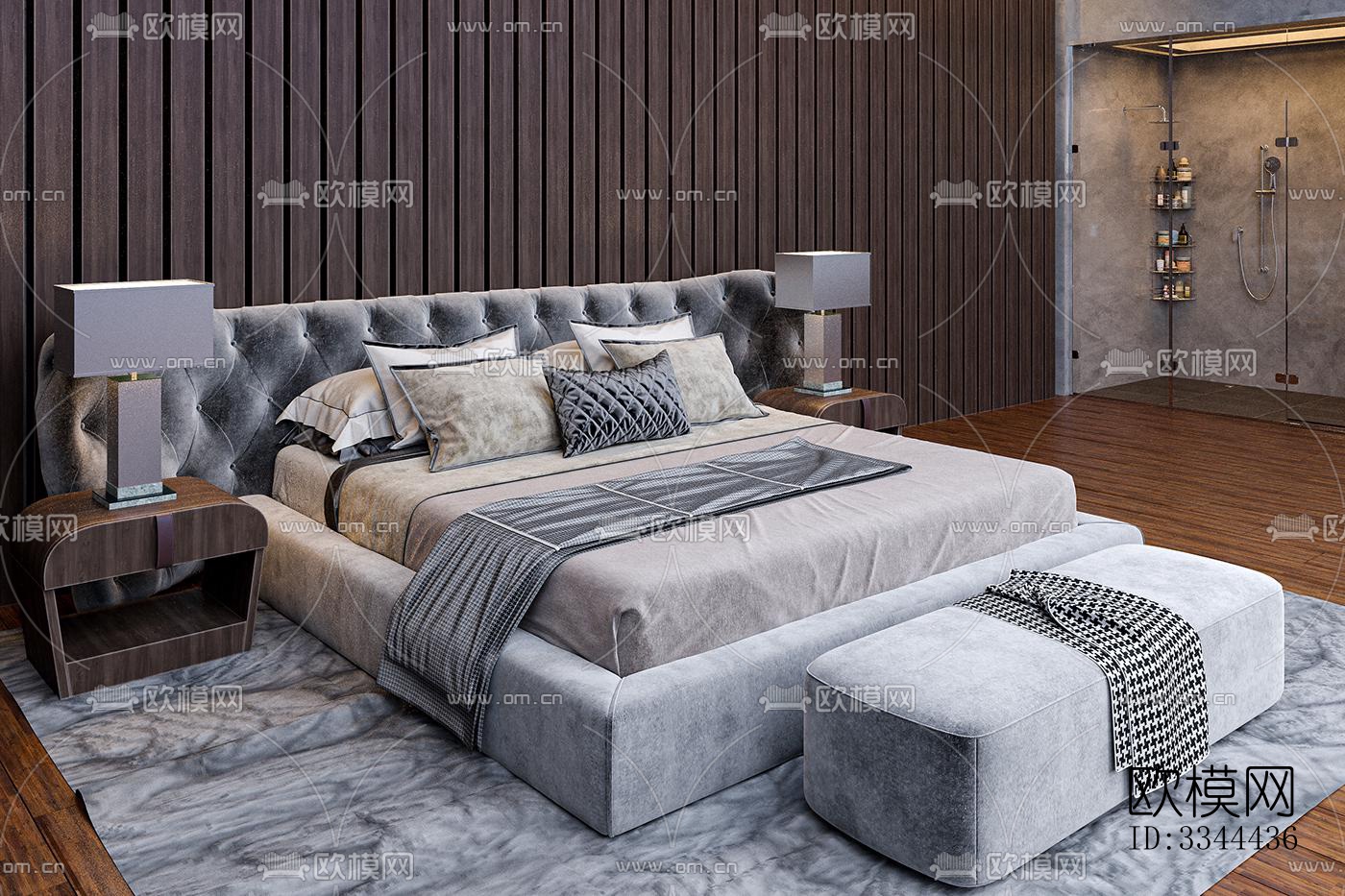 现代卧室效果图下载（渲染图3）