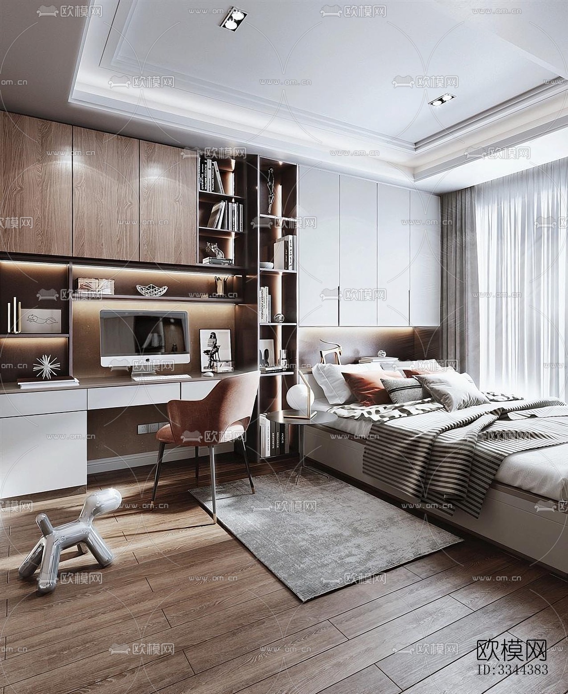现代卧室效果图下载（渲染图9）