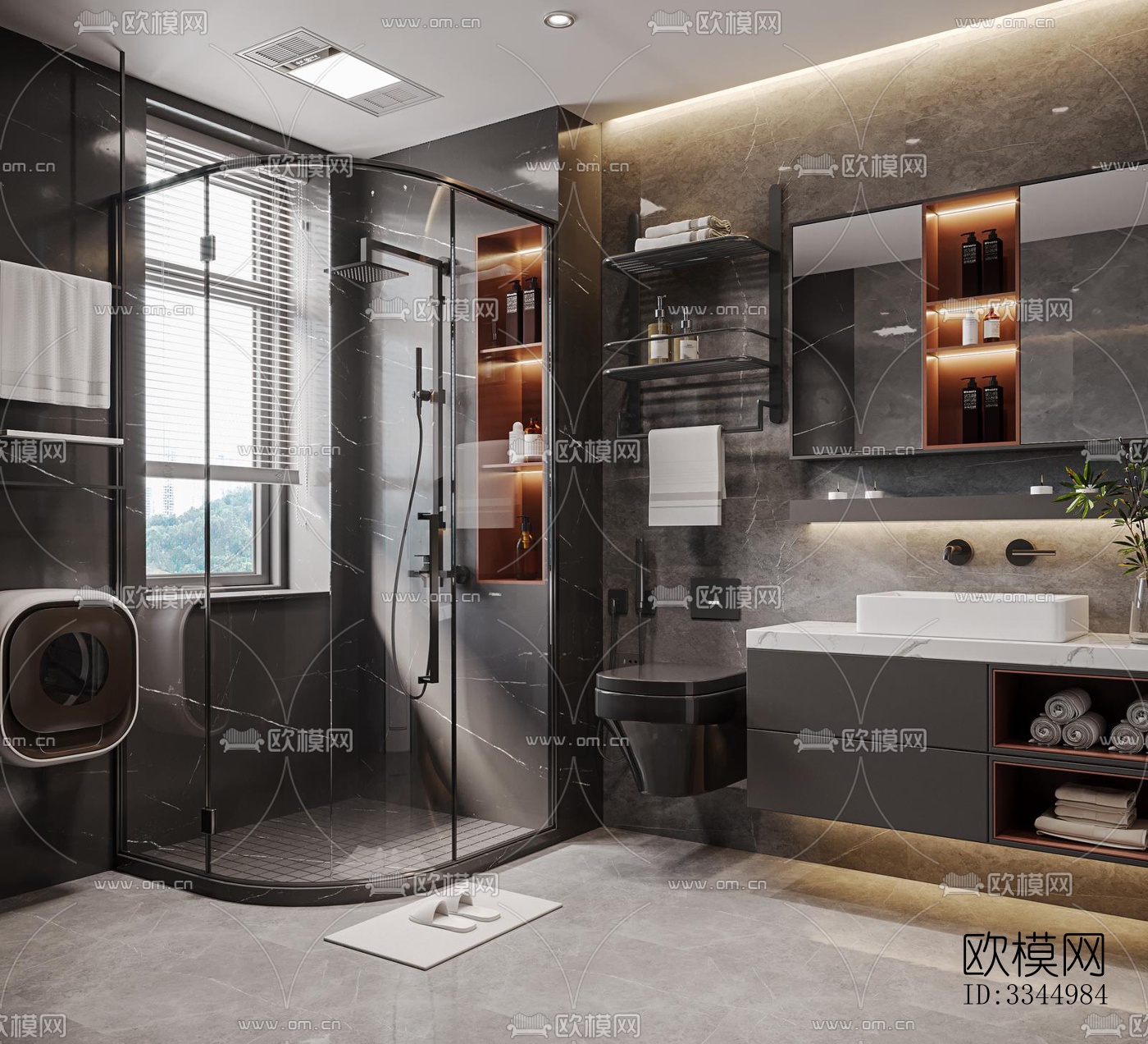 现代卫生间效果图下载（渲染图4）