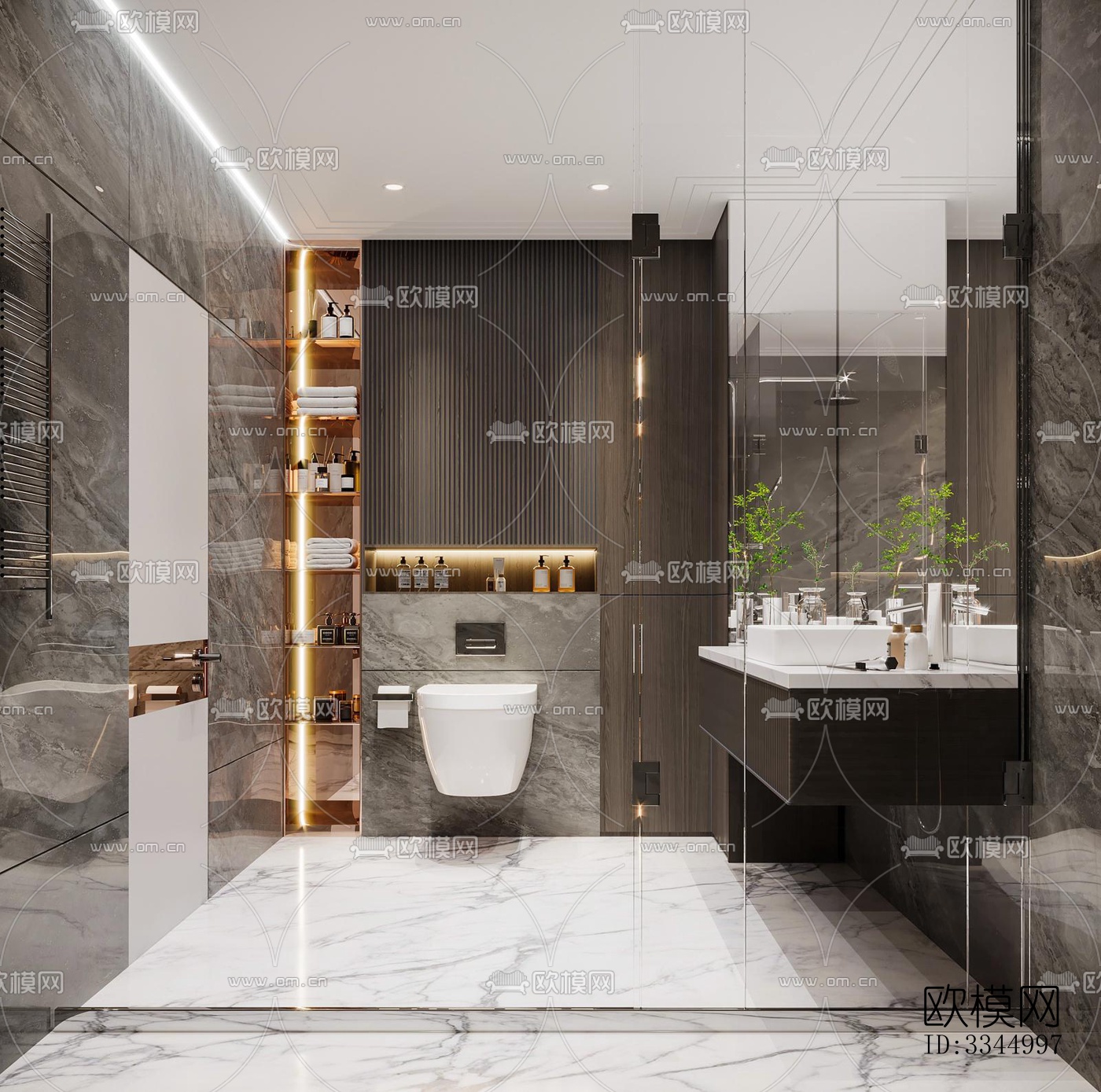 现代卫生间效果图下载（渲染图2）