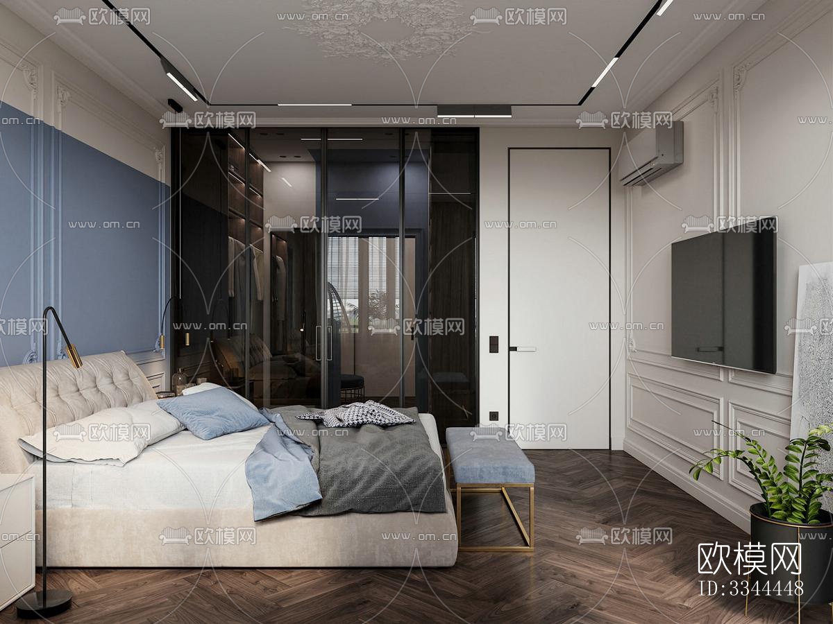 现代卧室效果图下载（渲染图3）