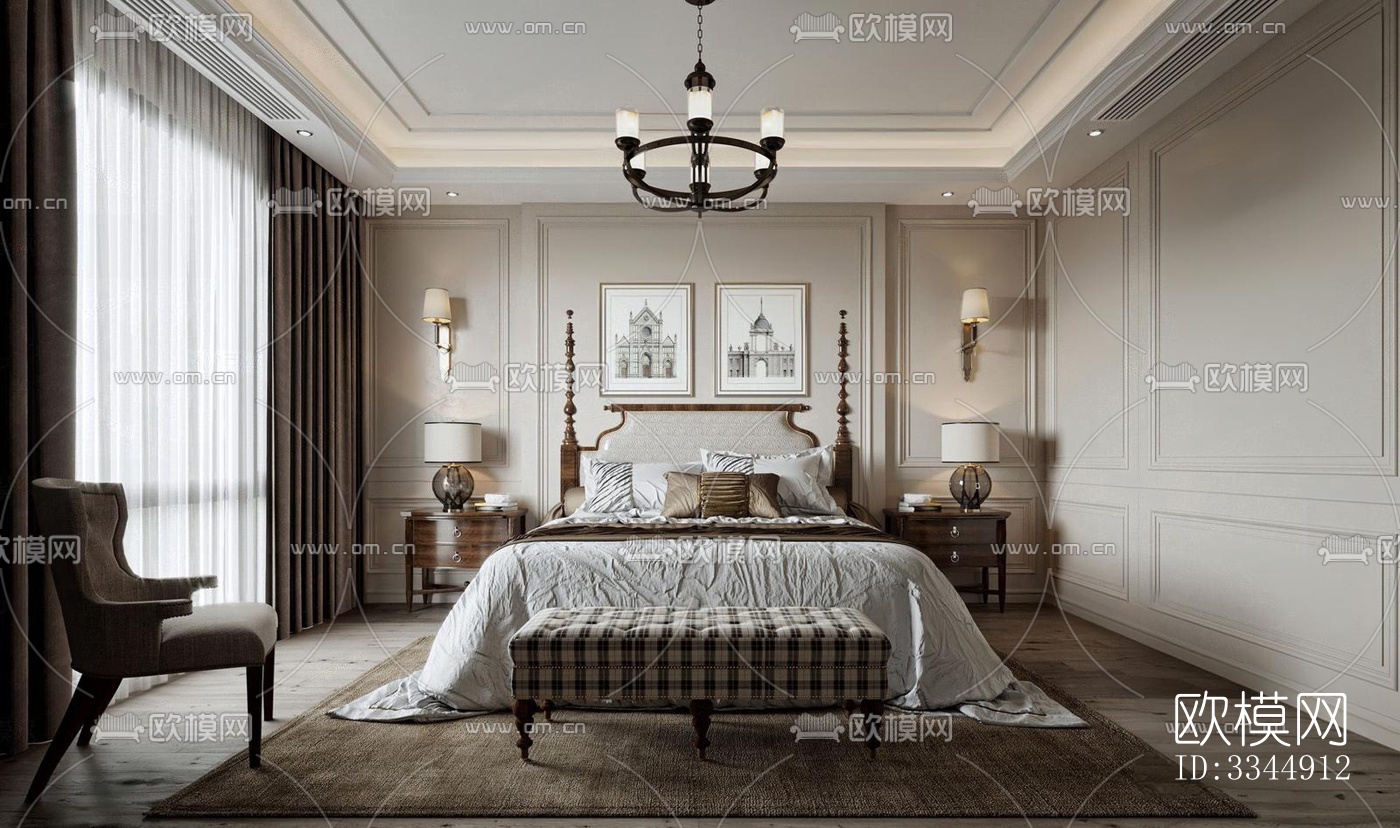 现代卧室效果图下载（渲染图4）