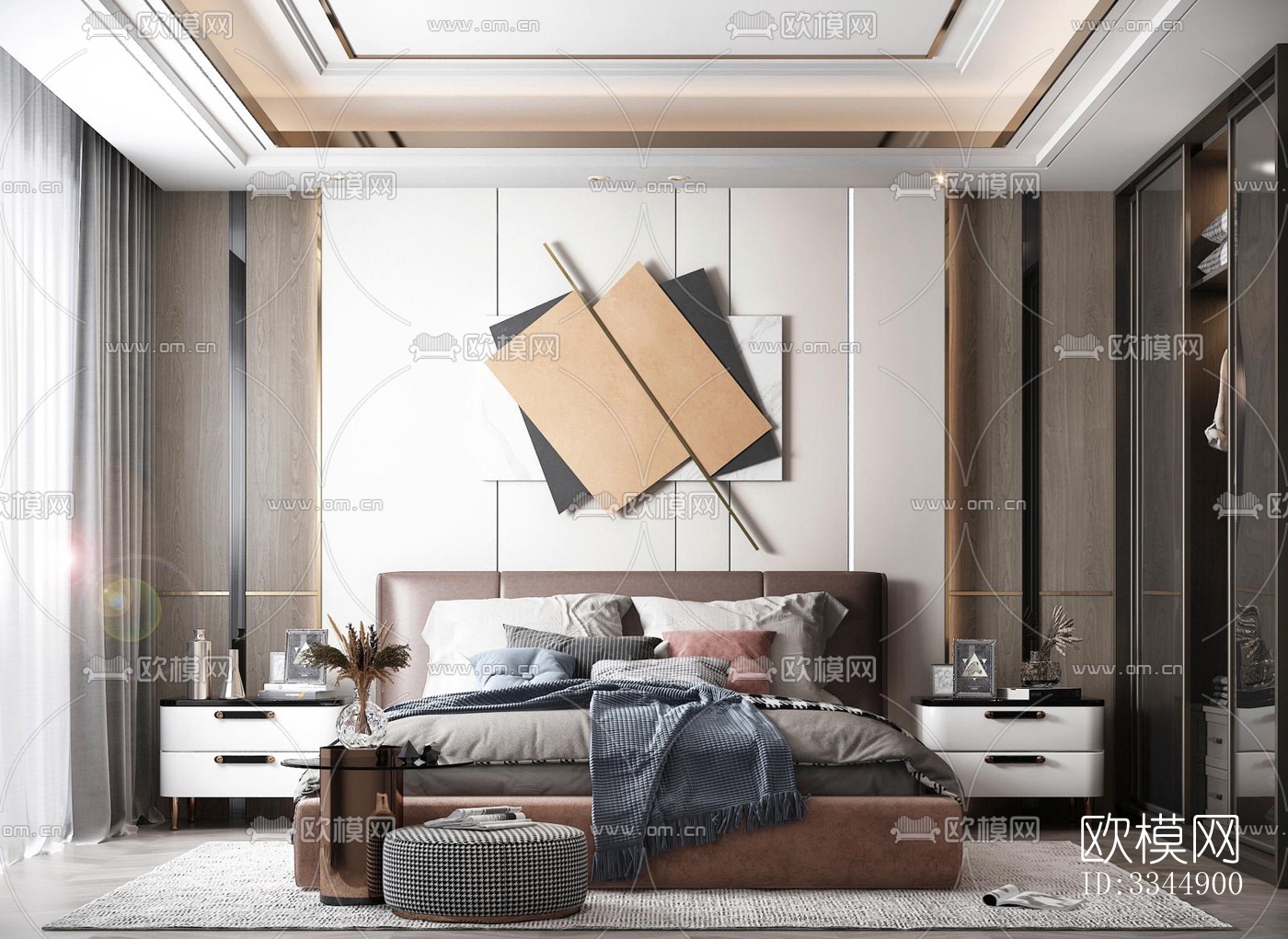现代卧室效果图下载（渲染图4）