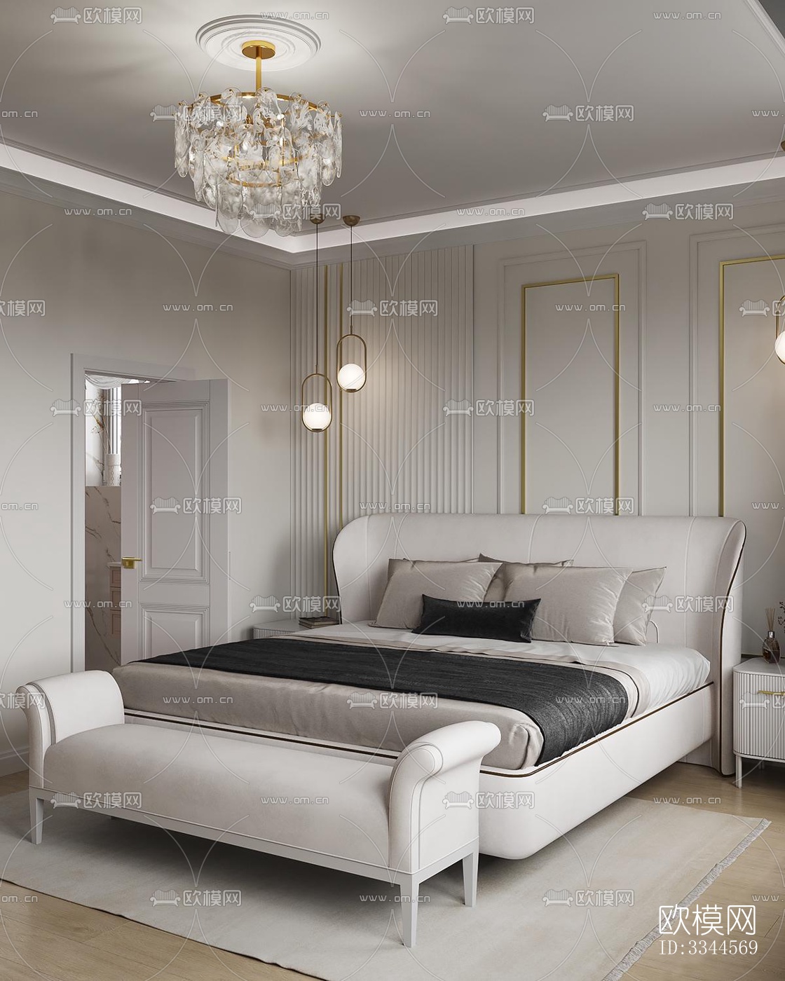 现代卧室效果图下载（渲染图4）