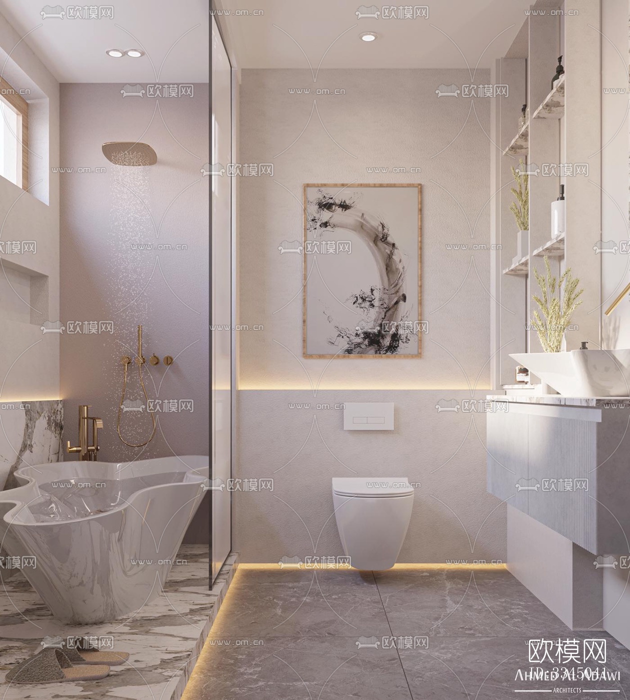 现代卫生间效果图下载（渲染图2）
