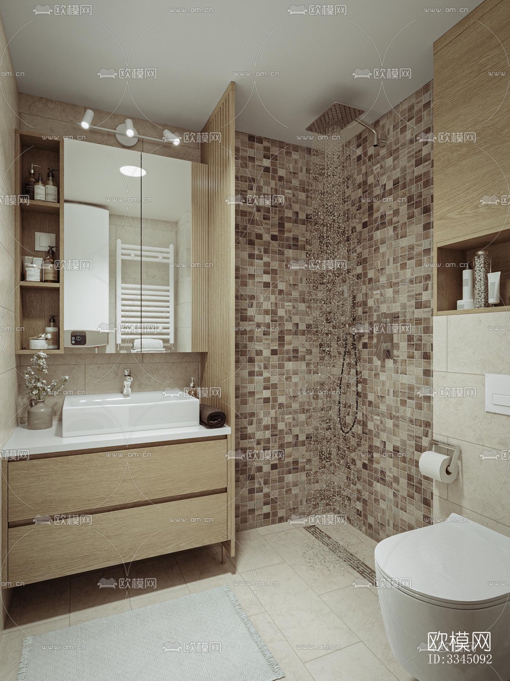 现代卫生间效果图下载（渲染图4）