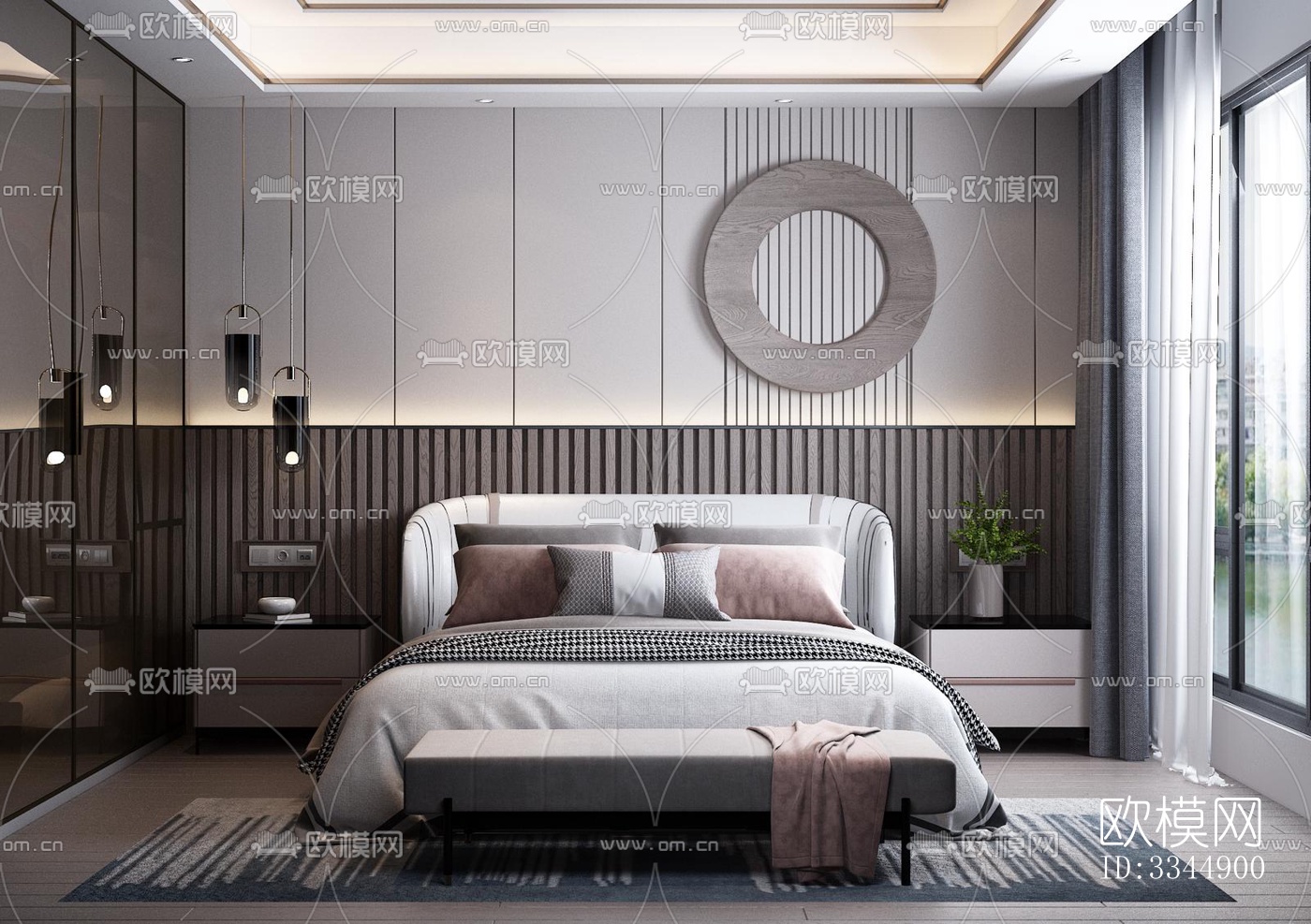 现代卧室效果图下载（渲染图3）