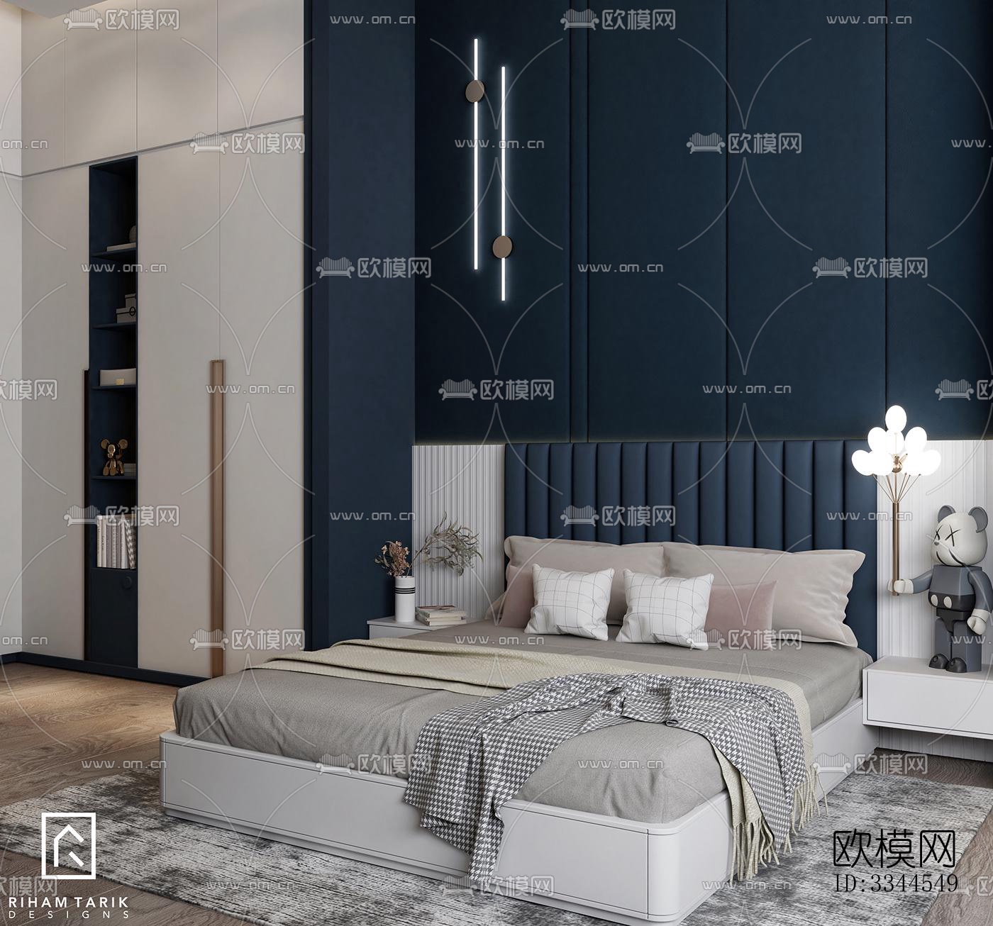 现代卧室效果图下载（渲染图8）