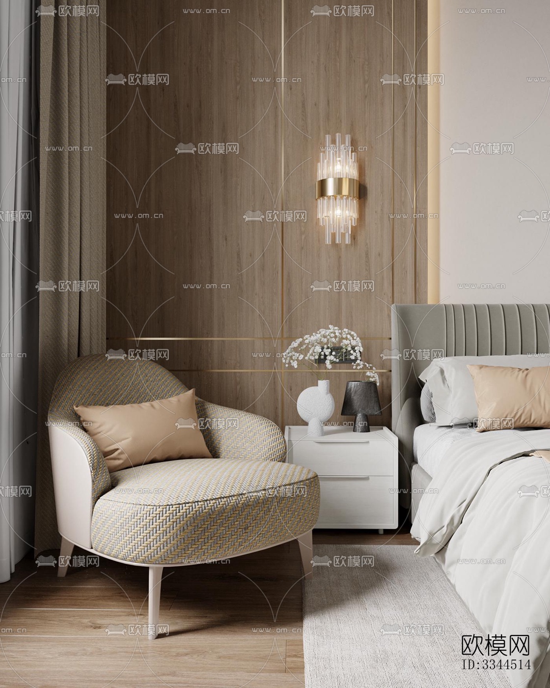 现代卧室效果图下载（渲染图3）