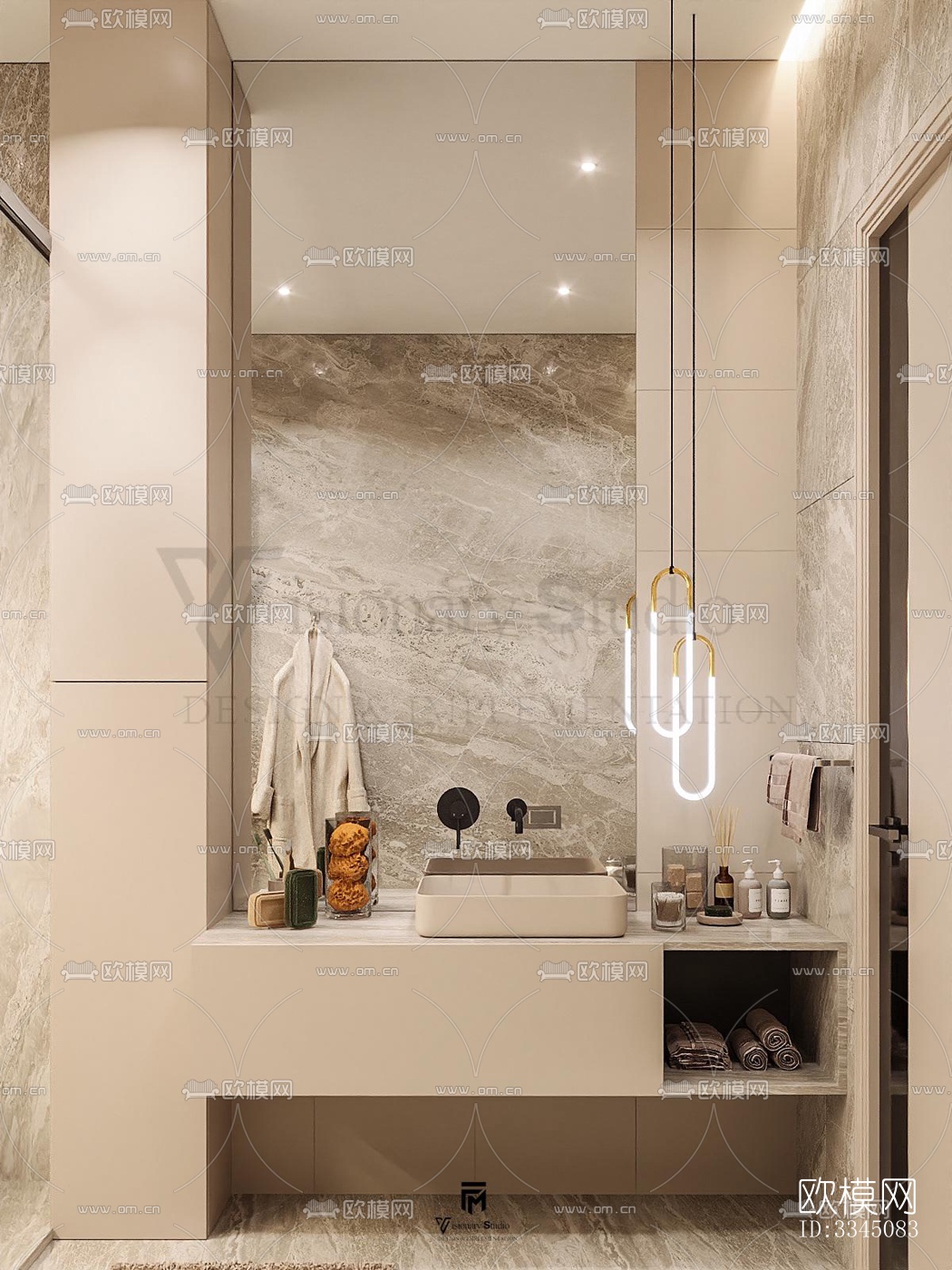 现代卫生间效果图下载（渲染图1）