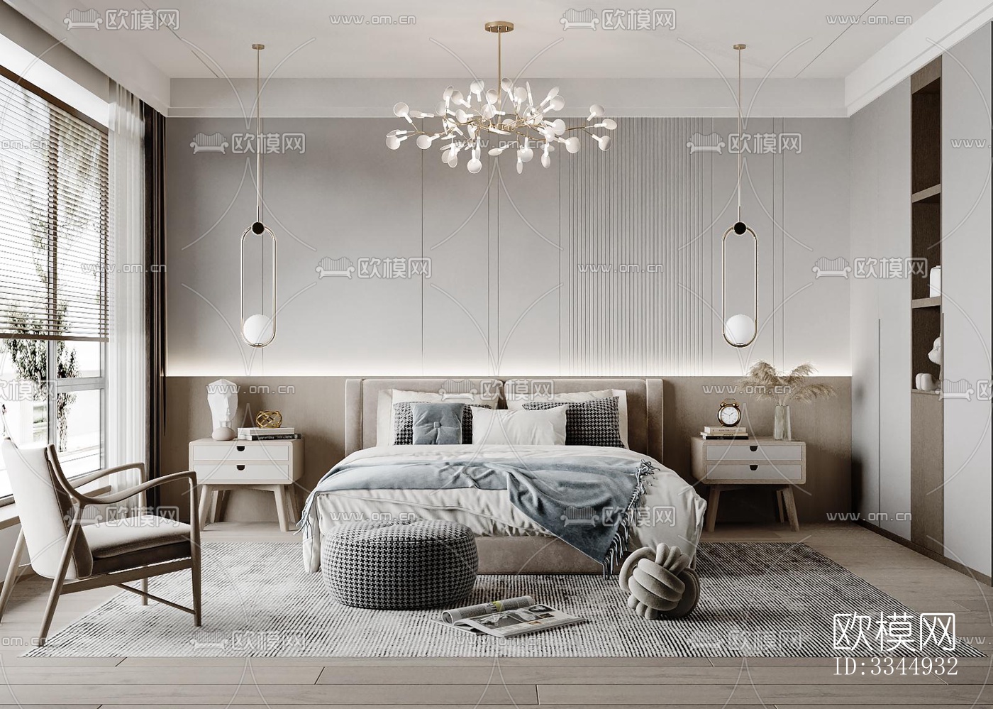 现代卧室效果图下载（渲染图8）