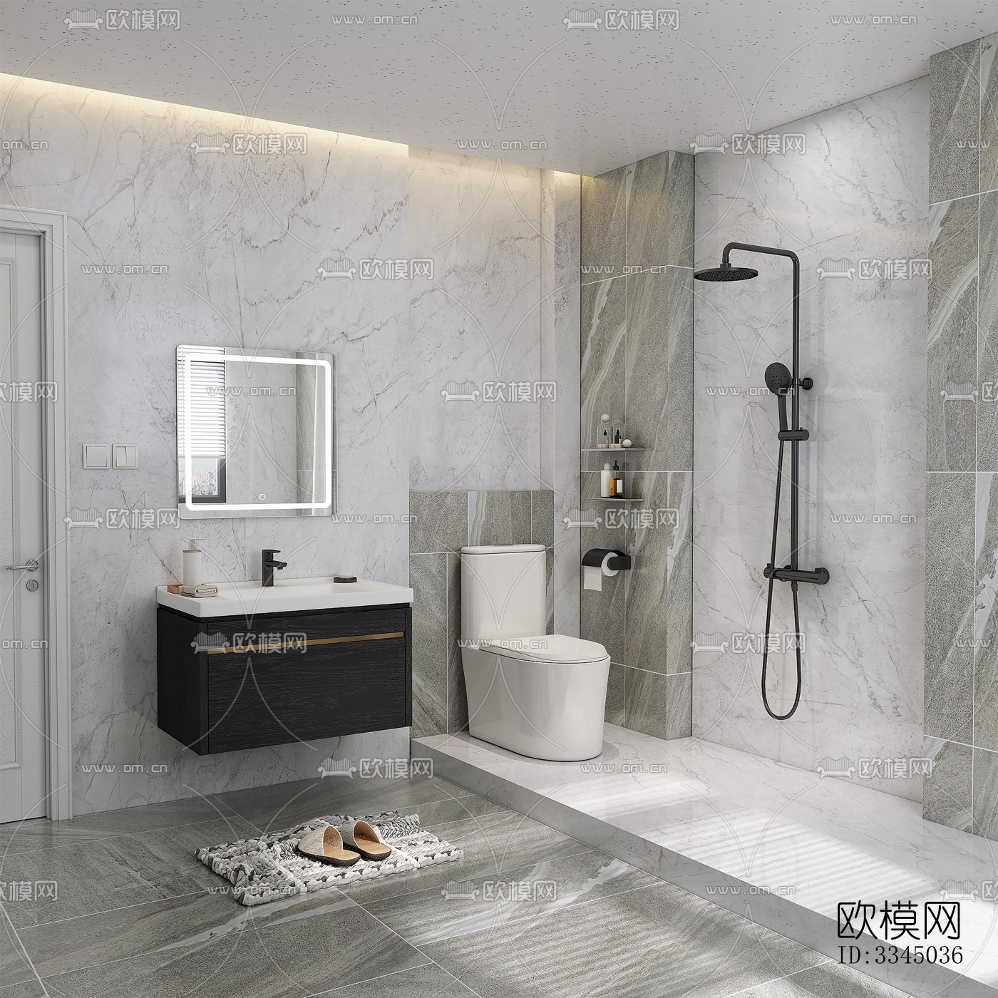 现代卫生间效果图下载（渲染图1）